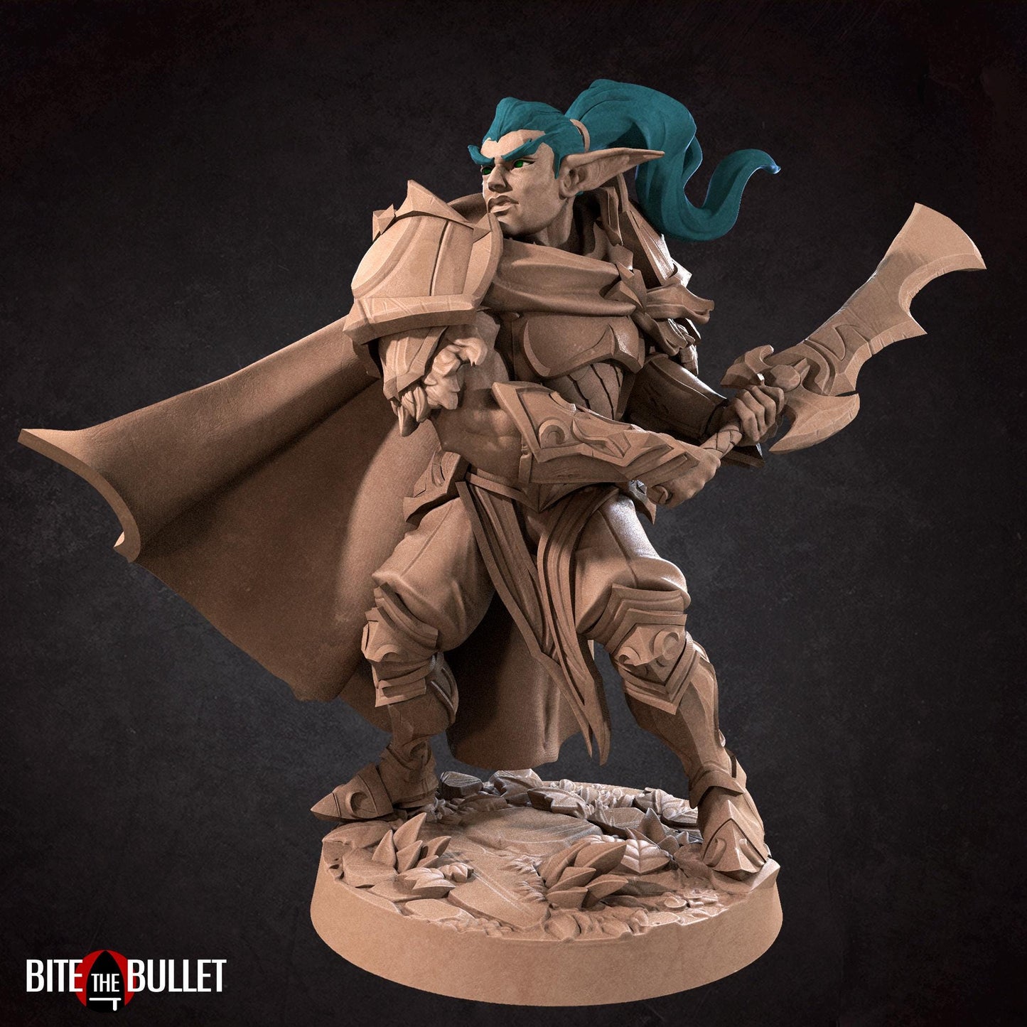Night Elf Fighter Vahdian Miniature - 28mm / 32mm / 36mm - Bite the Bullet - Resin Printed Figure for D&D, TTRPGs, and Board Games