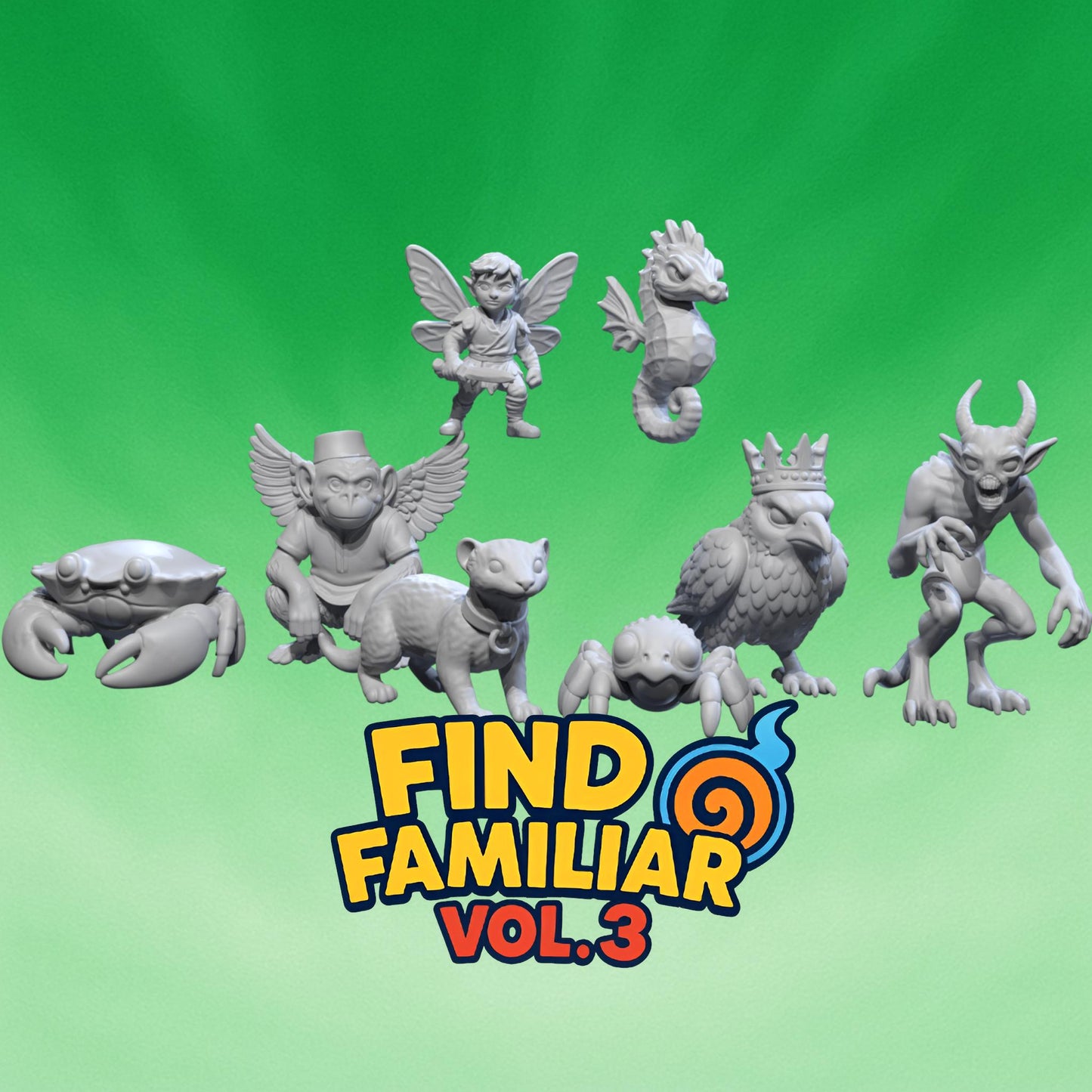 Find Familiar Vol. 3 Miniatures - 28mm / 32mm / 36mm - Medusa Miniatures - Resin Printed Figure for D&D, TTRPGs, and Board Games