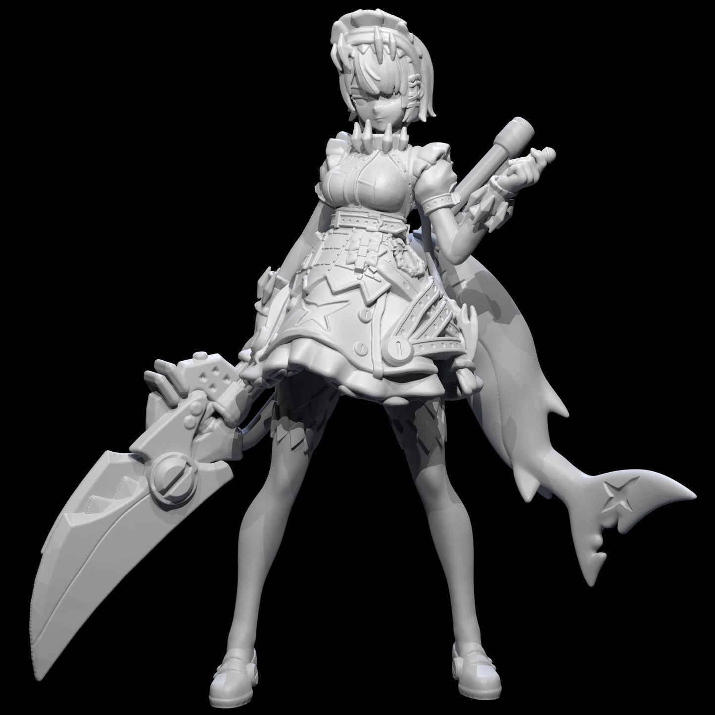 Shark Maid Miniature - 28mm / 32mm / 36mm - Irnkman's Minis - Resin Printed Figure for D&D, TTRPGs, and Board Games