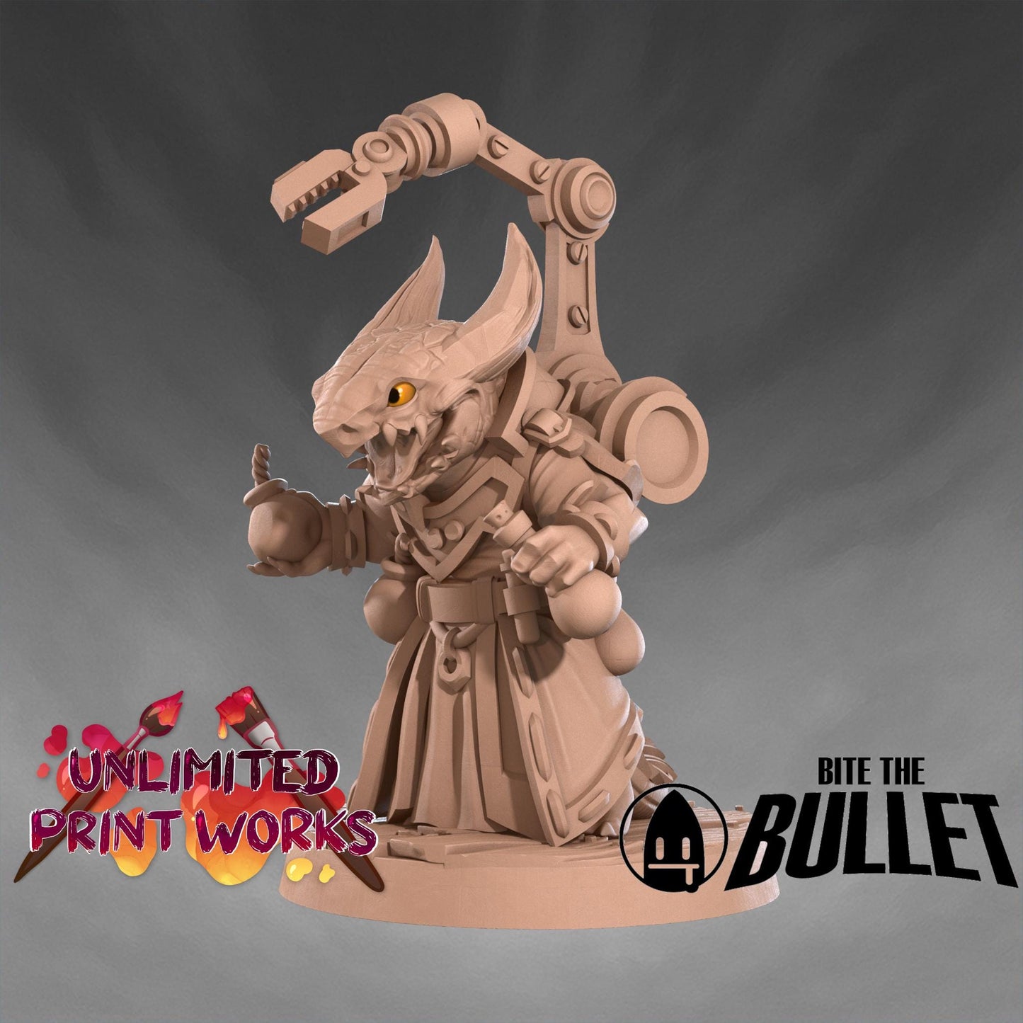 Kobold Inventor Miniature - 28mm / 32mm / 36mm - Bite the Bullet - Resin Printed Figure for D&D, TTRPGs, and Board Games