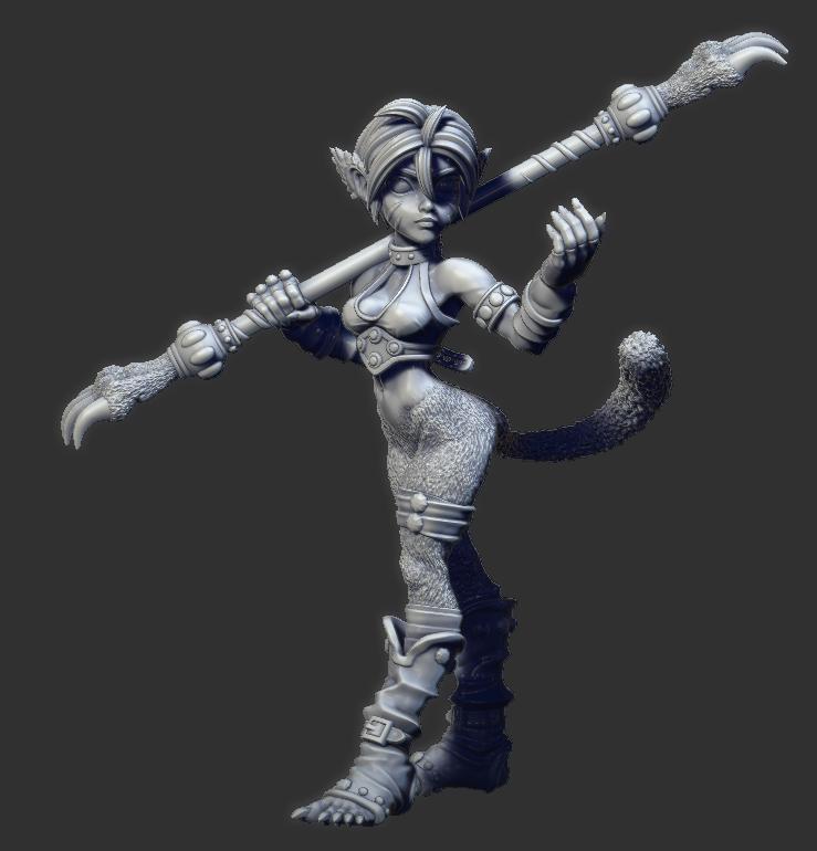 Kitty Katt Miniature (2 Variations) - 28mm / 32mm / 36mm - Ethan Savage Studios - Resin Printed Figure for D&D, TTRPGs, and Board Games