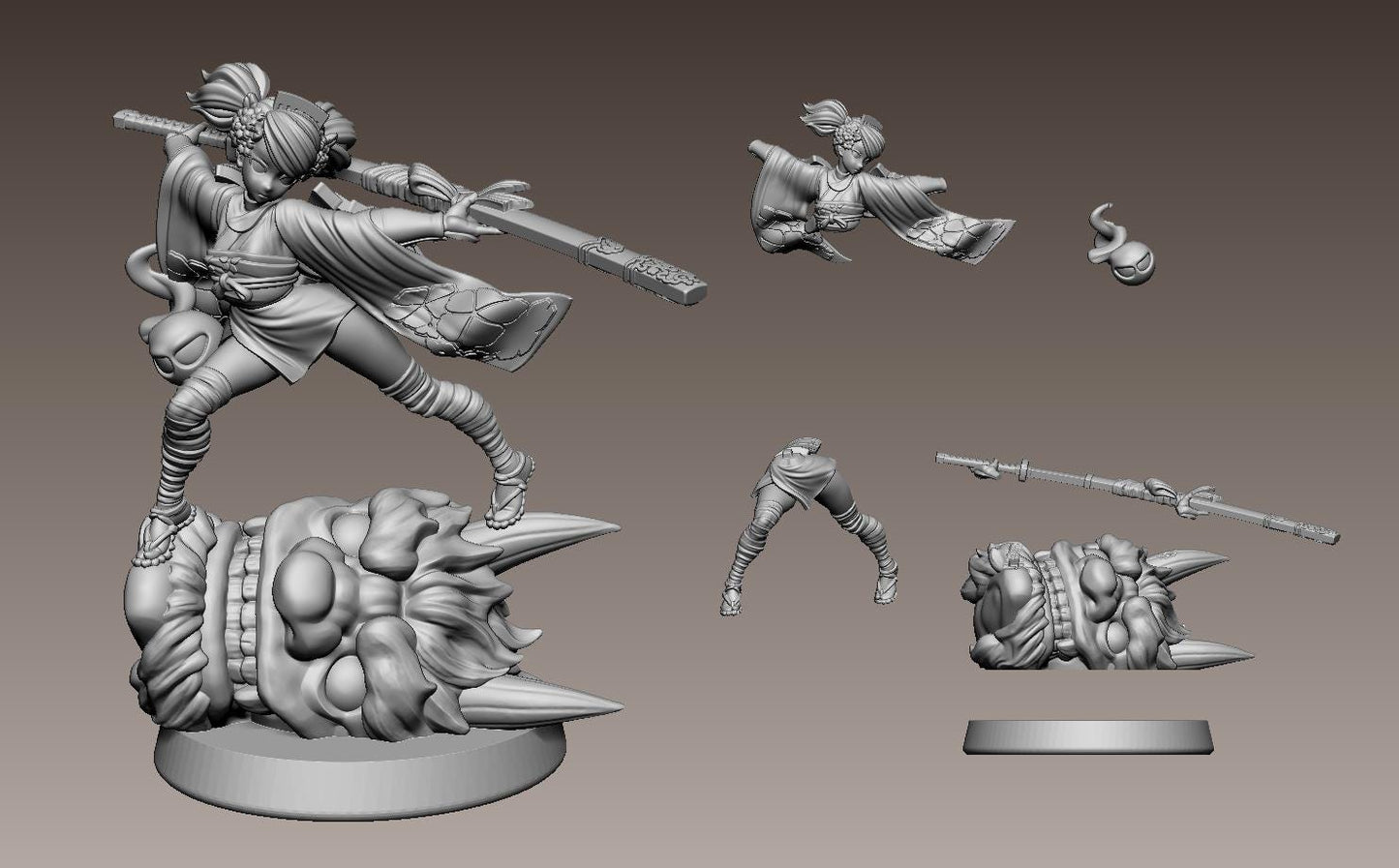 Blossom Slash Princess Miniature - 28mm / 32mm / 36mm / 75mm - LPOMC - Resin Printed Figure for D&D, TTRPGs, and Board Games
