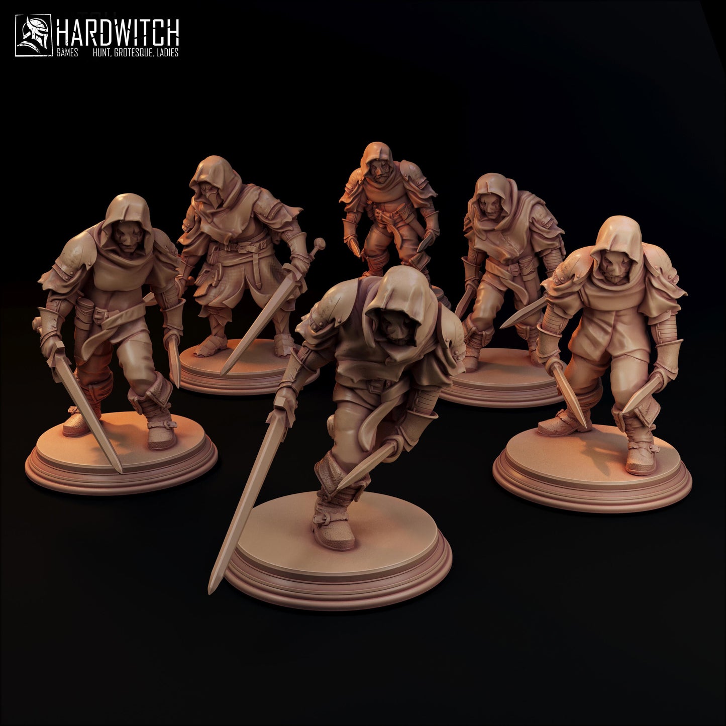 Masked Assassin Miniature Set - 28mm / 32mm / 36mm - HardWitch Games - Resin Printed Figure for D&D, TTRPGs, and Board Games