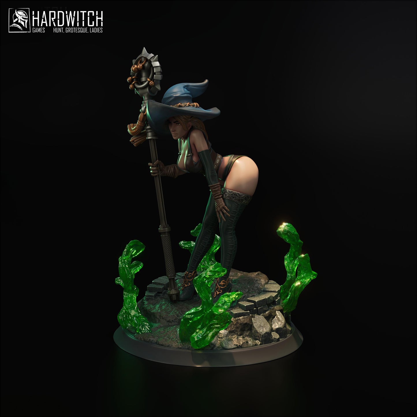 Sorceress Brietta Stax Figure - 75mm / 120mm - HardWitch Games - Collectible Resin Printed Statue for Painting & Display