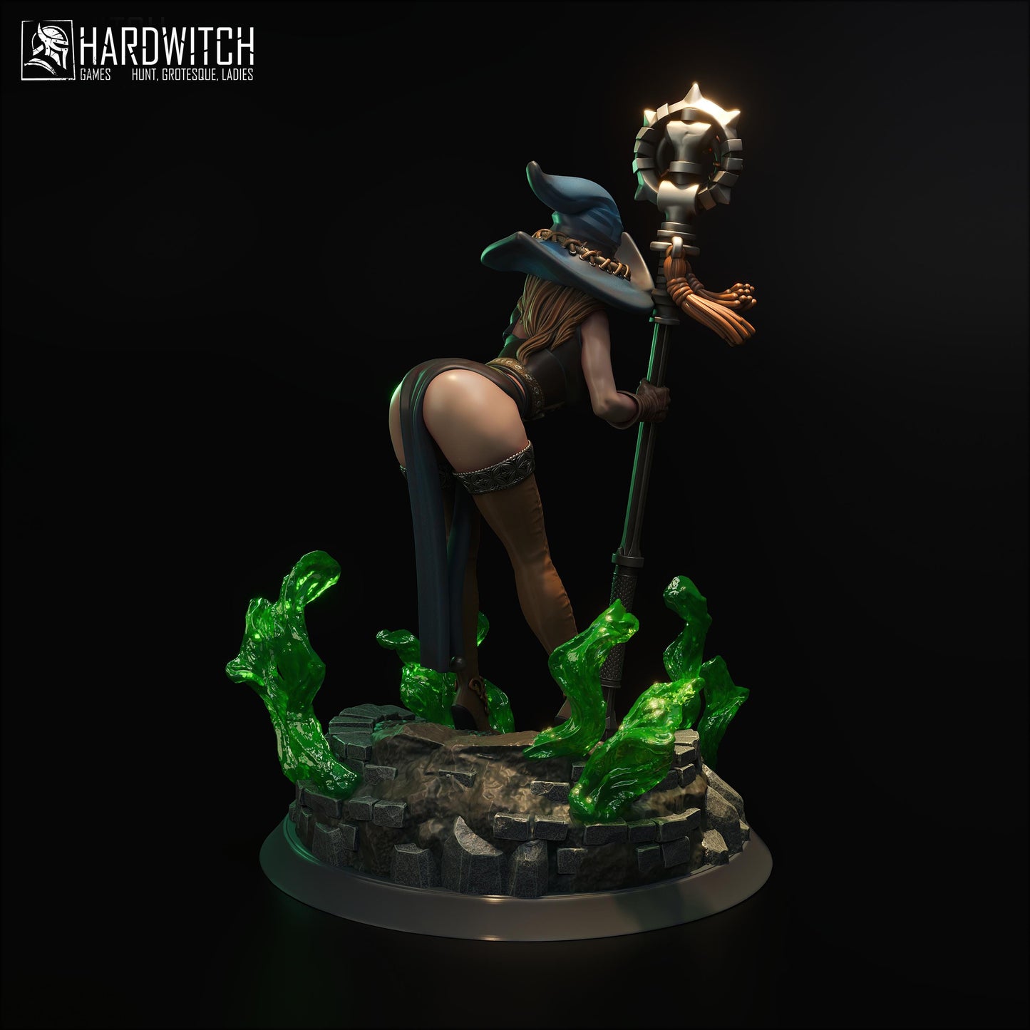 Sorceress Brietta Stax Figure - 75mm / 120mm - HardWitch Games - Collectible Resin Printed Statue for Painting & Display