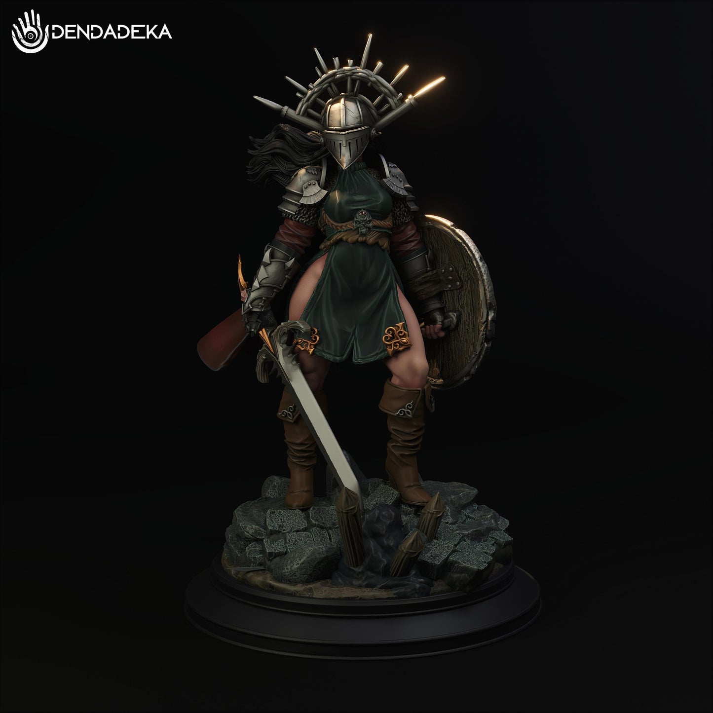 Paladin Argana Stroim Figure (w/NSFW Option) - 75mm / 120mm - Dendadeka - Collectible Resin Printed Statue for Painting & Display