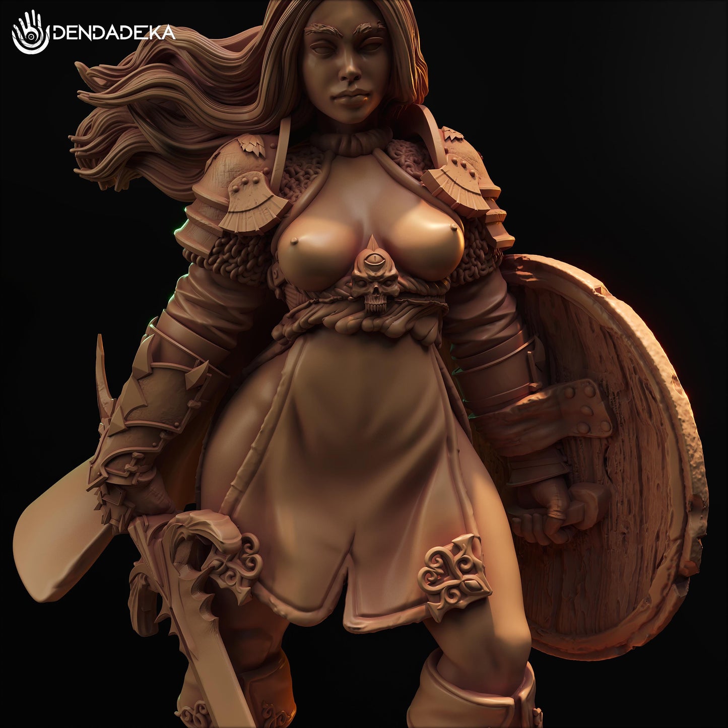 Paladin Argana Stroim Figure (w/NSFW Option) - 75mm / 120mm - Dendadeka - Collectible Resin Printed Statue for Painting & Display
