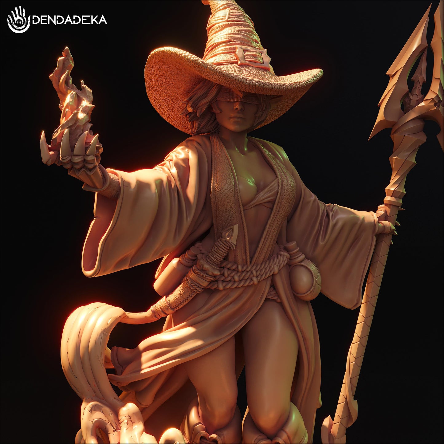 Witch Fogarda Tride Figure (w/NSFW Option) - 75mm / 120mm - Dendadeka - Collectible Resin Printed Statue for Painting & Display