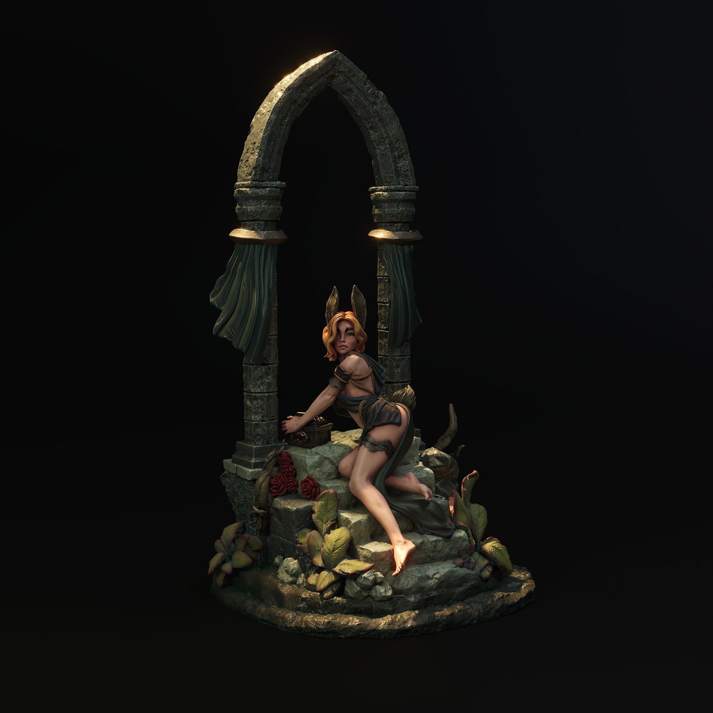 Rabbitkin Soina Luun Figure (w/NSFW Option) - 75mm / 120mm - Dendadeka - Collectible Resin Printed Statue for Painting & Display