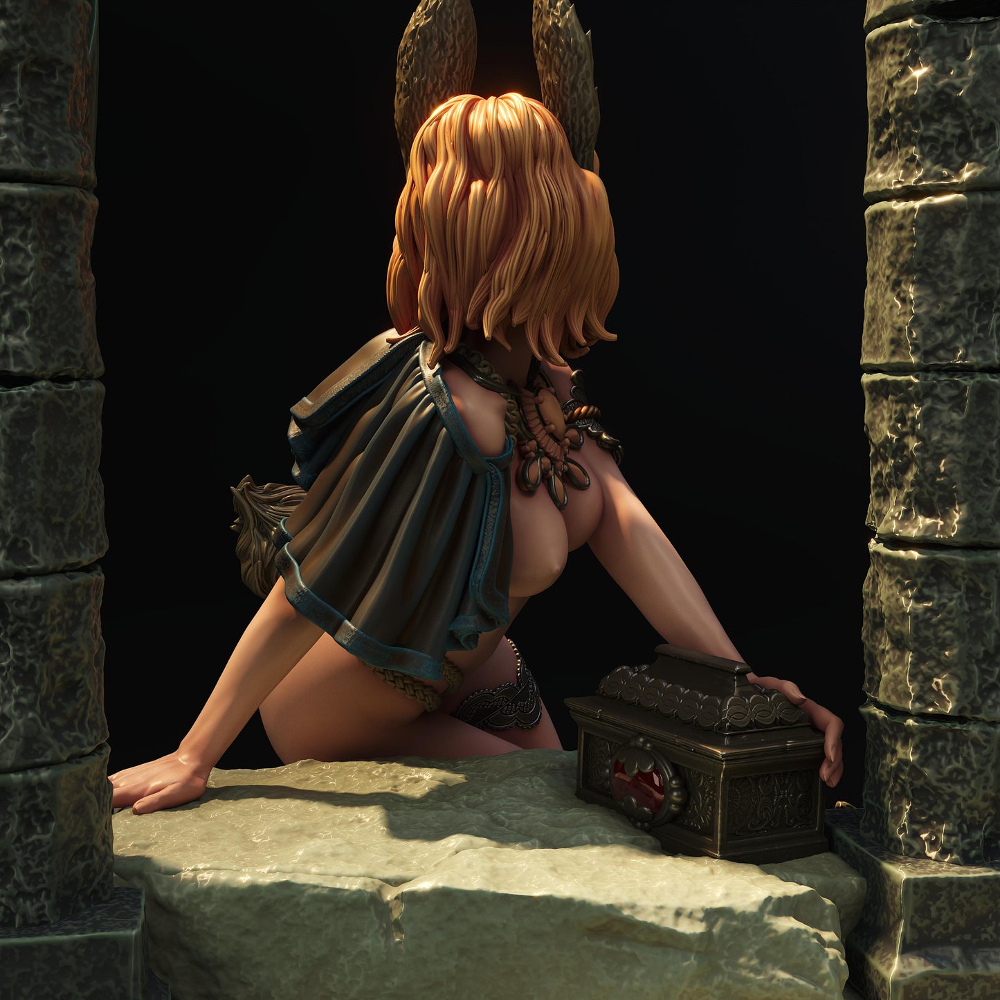 Rabbitkin Soina Luun Figure (w/NSFW Option) - 75mm / 120mm - Dendadeka - Collectible Resin Printed Statue for Painting & Display