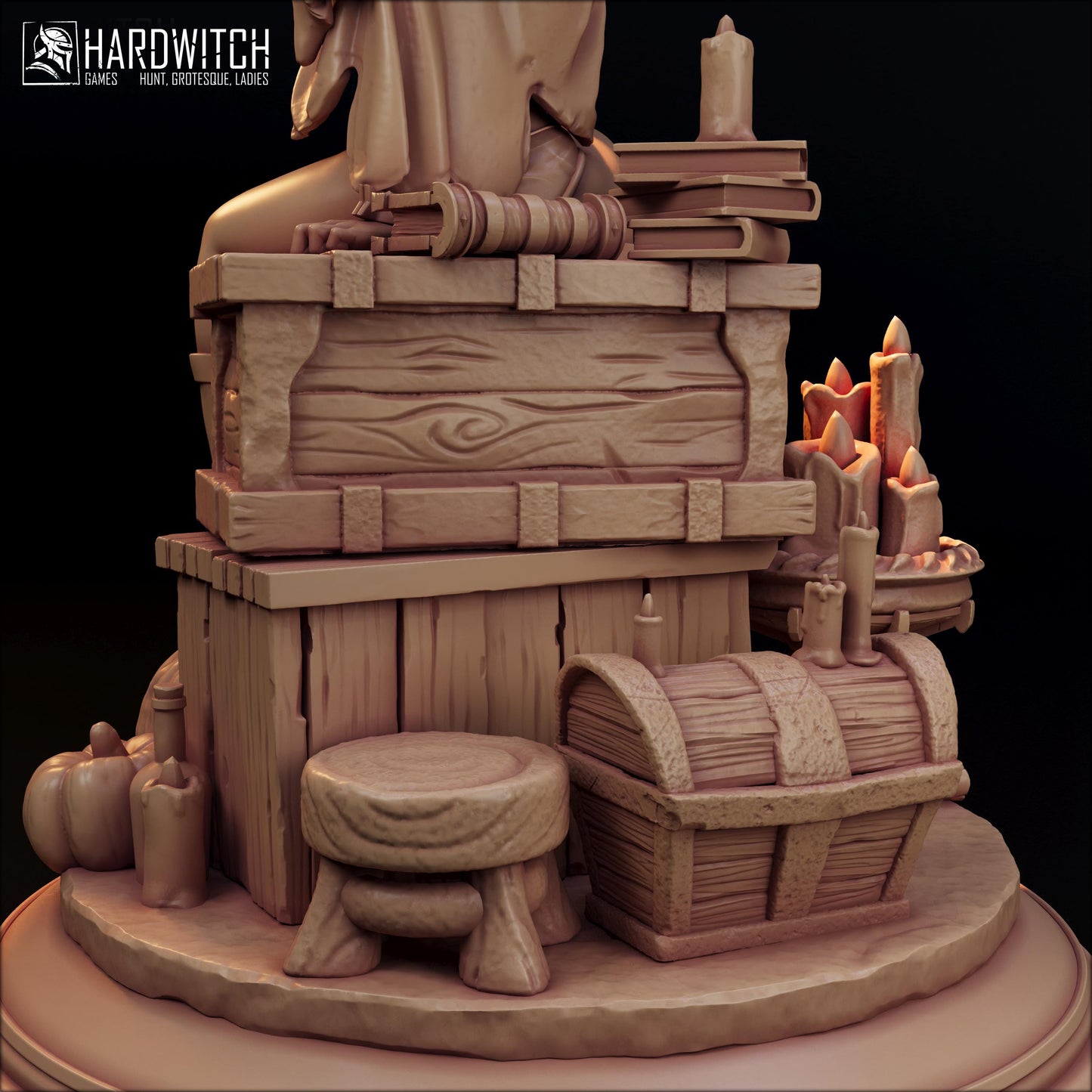 Sorceress Kidah Brown Figure - 75mm / 120mm - HardWitch Games - Collectible Resin Printed Statue for Painting & Display
