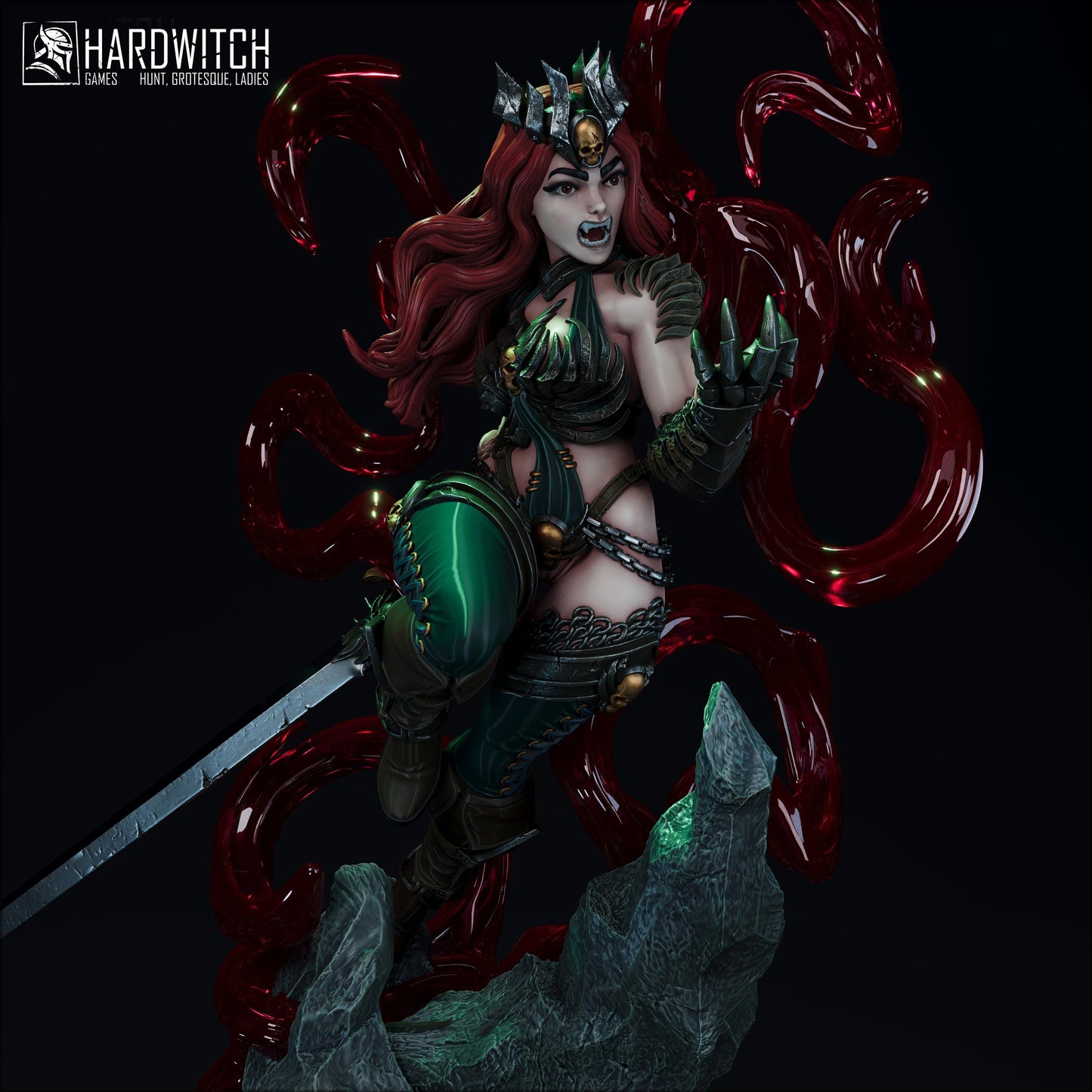 Vampiress Terrona Empada Miniature - 28mm / 32mm / 36mm / 75mm - HardWitch Games - Resin Printed Figure for D&D, TTRPGs, and Board Games