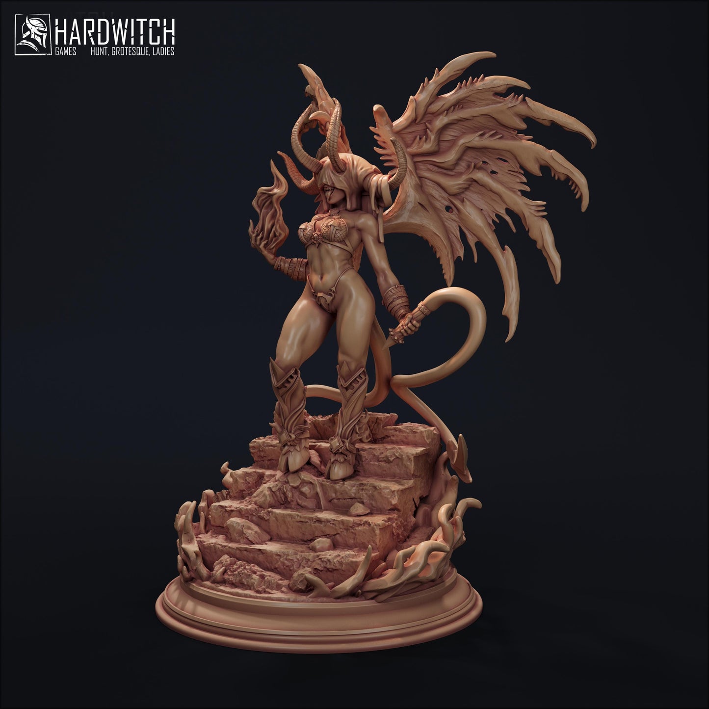 Succubus Thara Miniature - 28mm / 32mm / 36mm / 75mm - HardWitch Games - Resin Printed Figure for D&D, TTRPGs, and Board Games