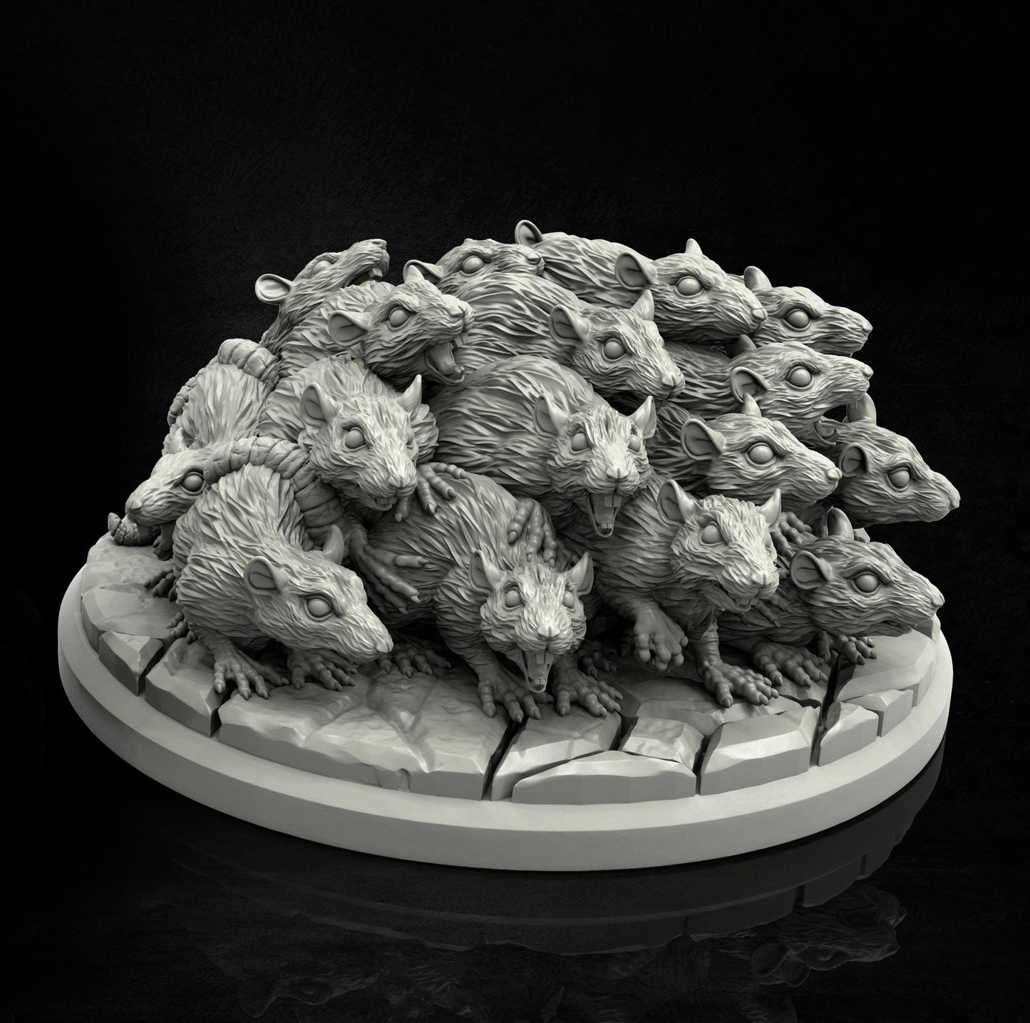 Swarm of Rats Miniature - 28mm / 32mm / 36mm - Adaevy Creations - Resin Printed Figure for Arkham Horror and Lovecraftian TTRPGs