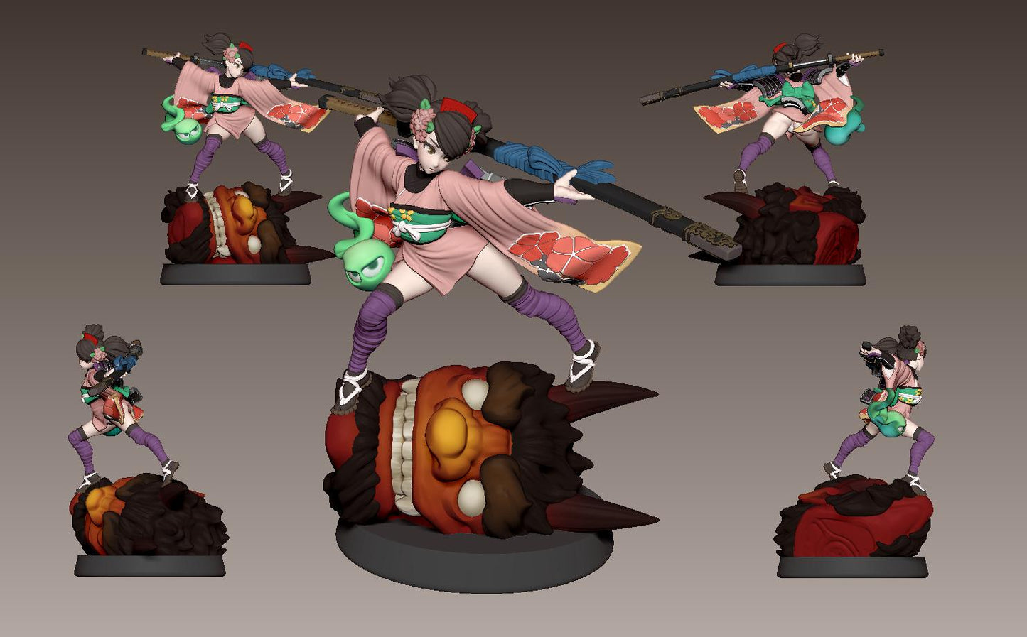 Blossom Slash Princess Miniature - 28mm / 32mm / 36mm / 75mm - LPOMC - Resin Printed Figure for D&D, TTRPGs, and Board Games