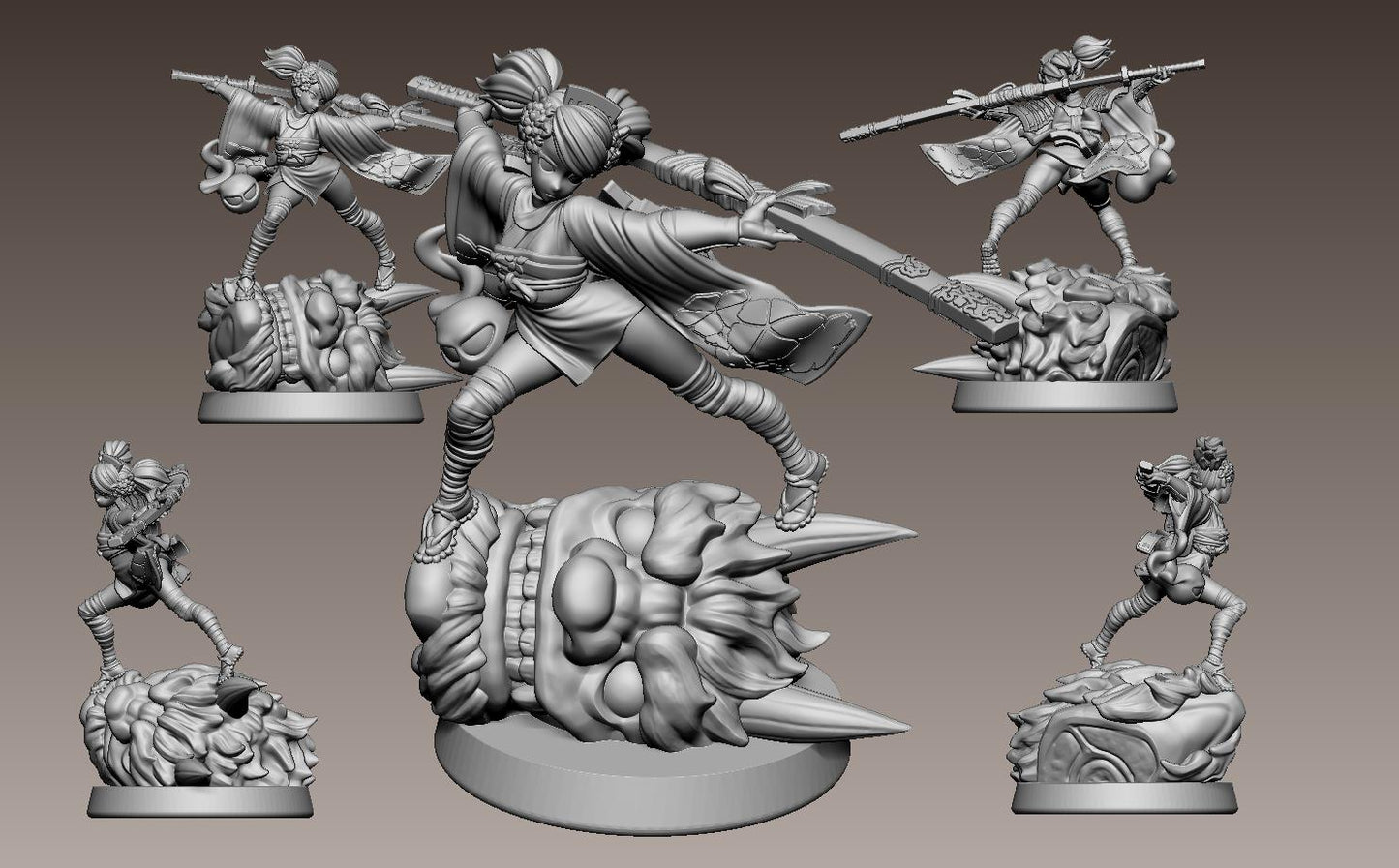 Blossom Slash Princess Miniature - 28mm / 32mm / 36mm / 75mm - LPOMC - Resin Printed Figure for D&D, TTRPGs, and Board Games