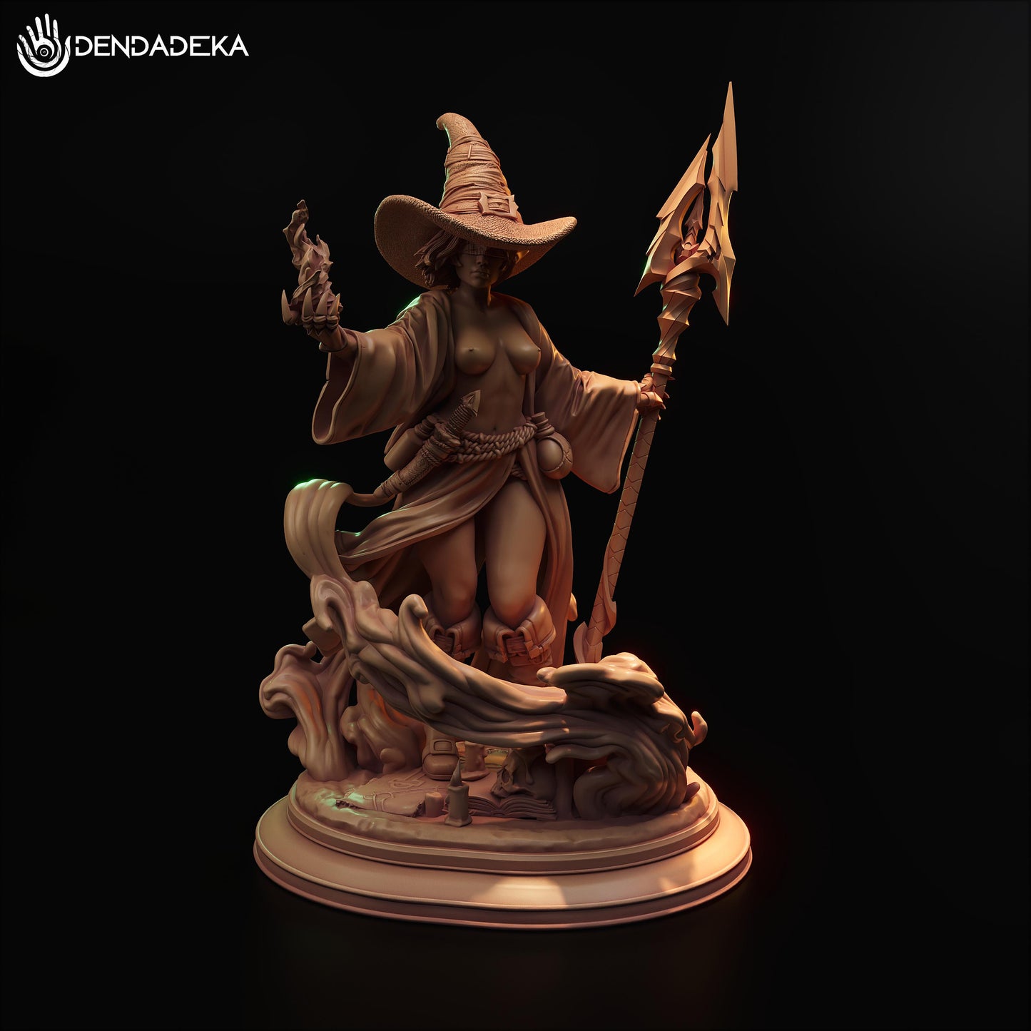 Witch Fogarda Tride Figure (w/NSFW Option) - 75mm / 120mm - Dendadeka - Collectible Resin Printed Statue for Painting & Display