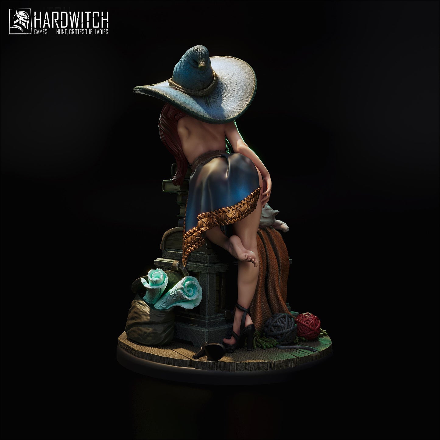 Sorceress Sandra Paxter Miniature (w/NSFW Option) - 75mm / 120mm - HardWitch Games - Collectible Resin Printed Statue for Painting & Display
