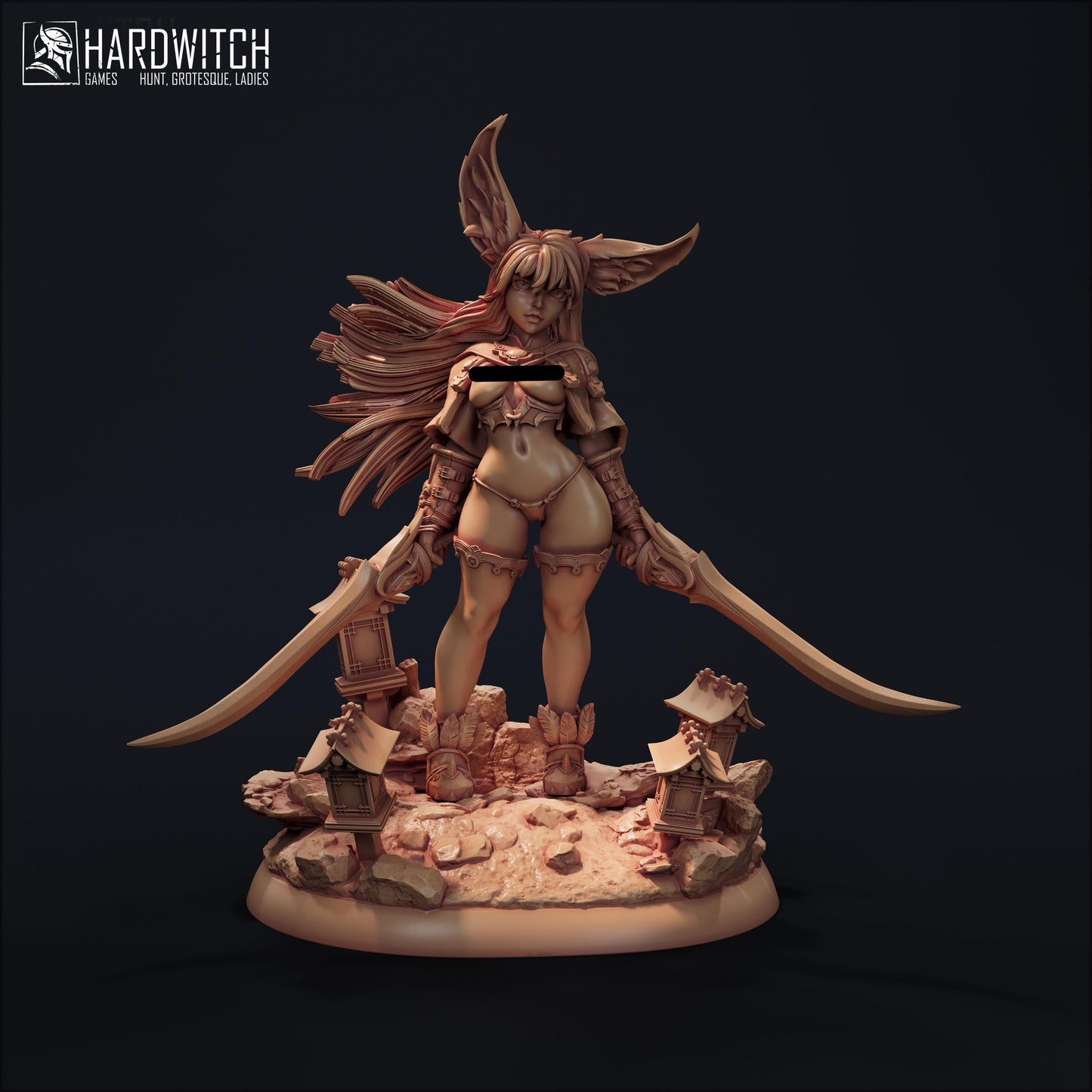 Foxgirl Vestra Eralima Miniature - 28mm / 32mm / 36mm / 75mm - HardWitch Games - Resin Printed Figure for D&D, TTRPGs, and Board Games
