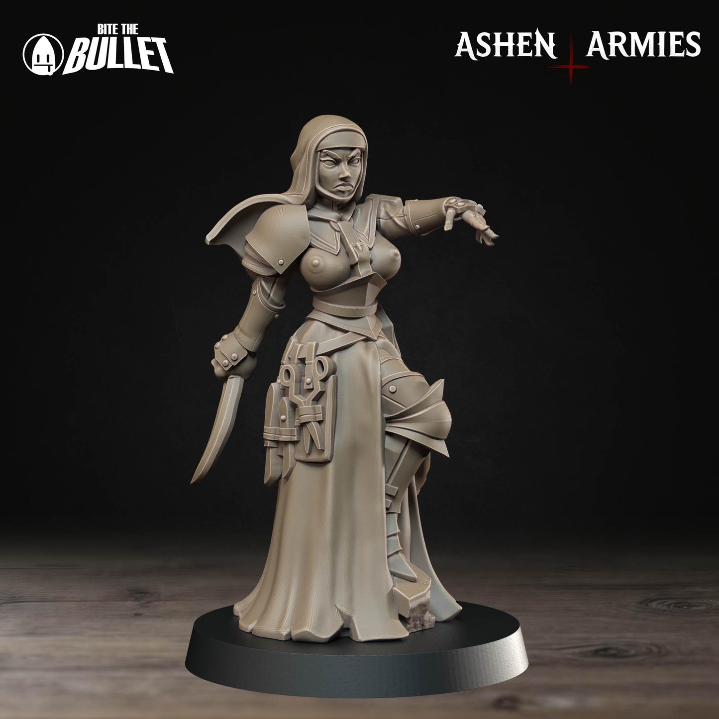 Sanctified Legion Combat Medic Miniature (Standard & NSFW Variations) - 28mm / 32mm / 36mm - Bite the Bullet - Figure for Trench Warfare