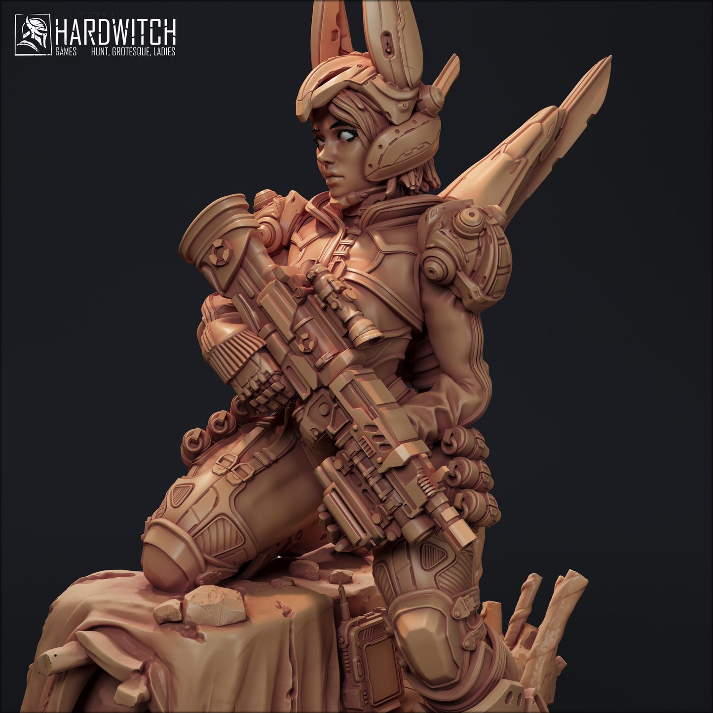 Model Foxtrot Miniature (2 Variations) - 28mm / 32mm / 36mm / 75mm - HardWitch Games - Resin Printed Figure for D&D and Wargaming