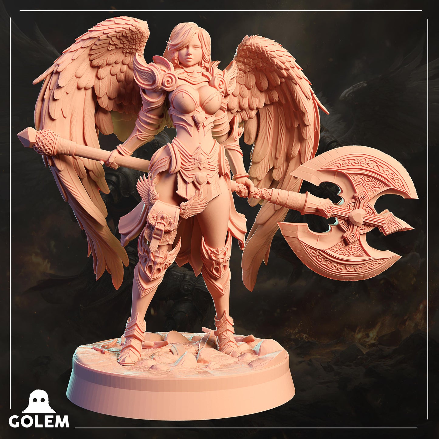 Angelic Karlel Miniature - 28mm / 32mm / 36mm / 75mm - GOLEM WORKSHOP 3D - Resin Printed Figure for D&D, TTRPGs, and Board Games