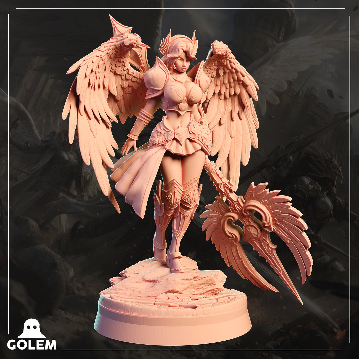 Angelic Menel Miniature - 28mm / 32mm / 36mm / 75mm - GOLEM WORKSHOP 3D - Resin Printed Figure for D&D, TTRPGs, and Board Games