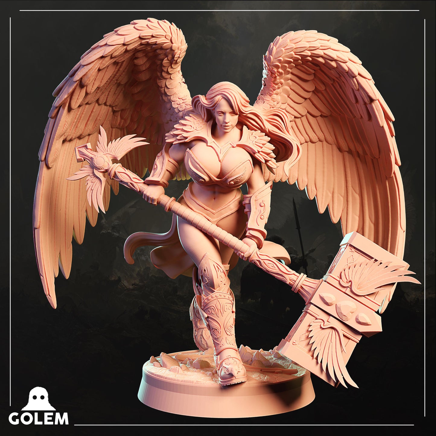Angelic Smashel Miniature - 28mm / 32mm / 36mm / 75mm - GOLEM WORKSHOP 3D - Resin Printed Figure for D&D, TTRPGs, and Board Games