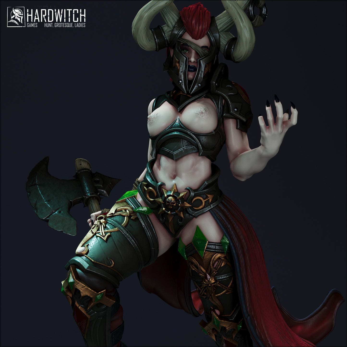 Gerta Bokart Miniature - 28mm / 32mm / 36mm / 75mm - HardWitch Games - Resin Printed Figure for D&D, TTRPGs, and Board Gaming
