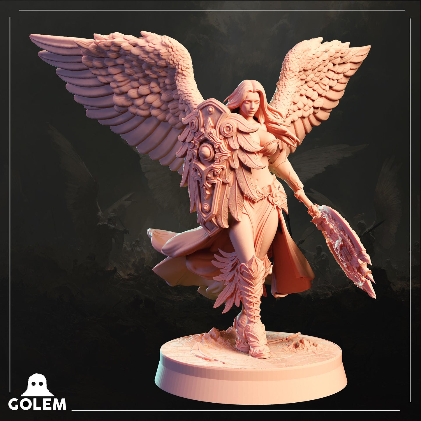 Angelic Neliel Miniature - 28mm / 32mm / 36mm / 75mm - GOLEM WORKSHOP 3D - Resin Printed Figure for D&D, TTRPGs, and Board Games