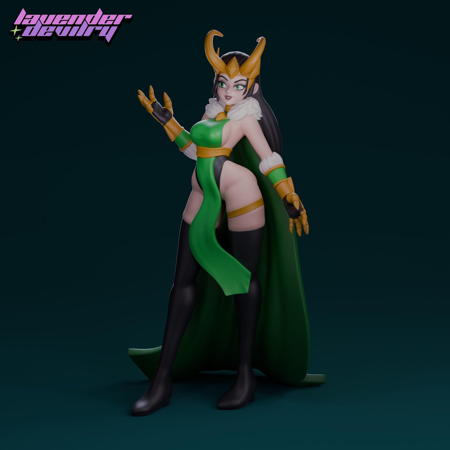 Trickster Goddess Miniature - 28mm / 32mm / 36mm / 75mm - Lavender Devilry - Unpainted Resin Printed Figure for D&D, TTRPGs and Board Games