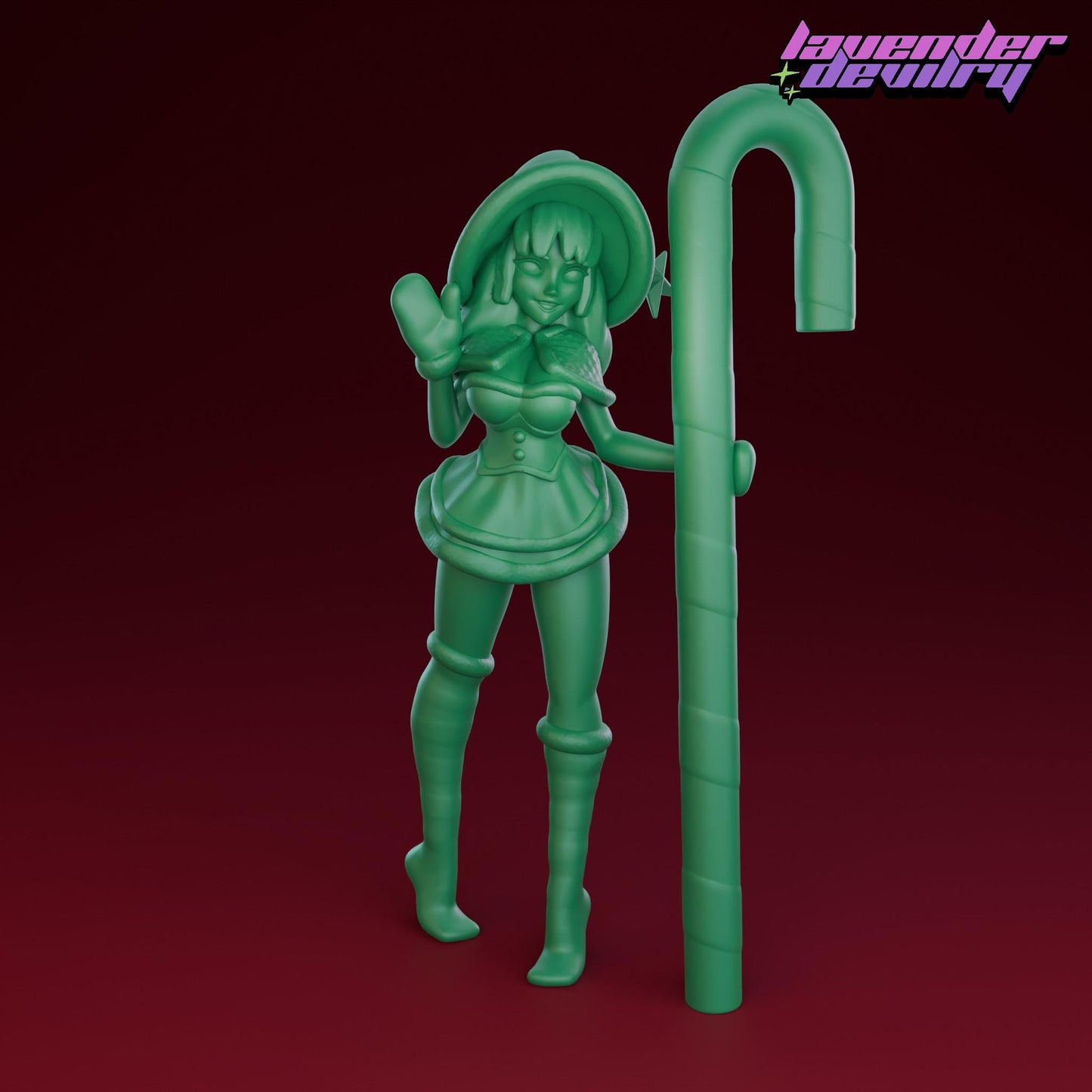 Candy Cane Laine Miniature - 28mm / 32mm / 36mm / 75mm - Lavender Devilry - Unpainted Resin Printed Figure for D&D, TTRPGs and Board Games