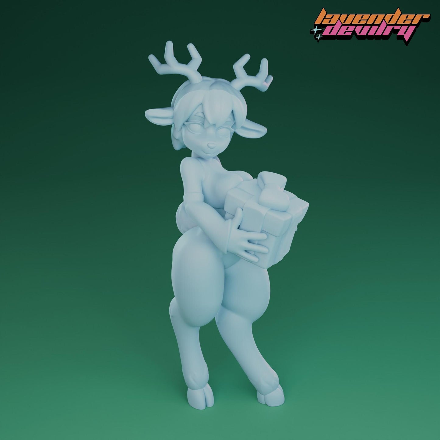 Reindeer Vixen Miniature - 28mm / 32mm / 36mm / 75mm - Lavender Devilry - Unpainted Resin Printed Figure for D&D, TTRPGs and Board Games