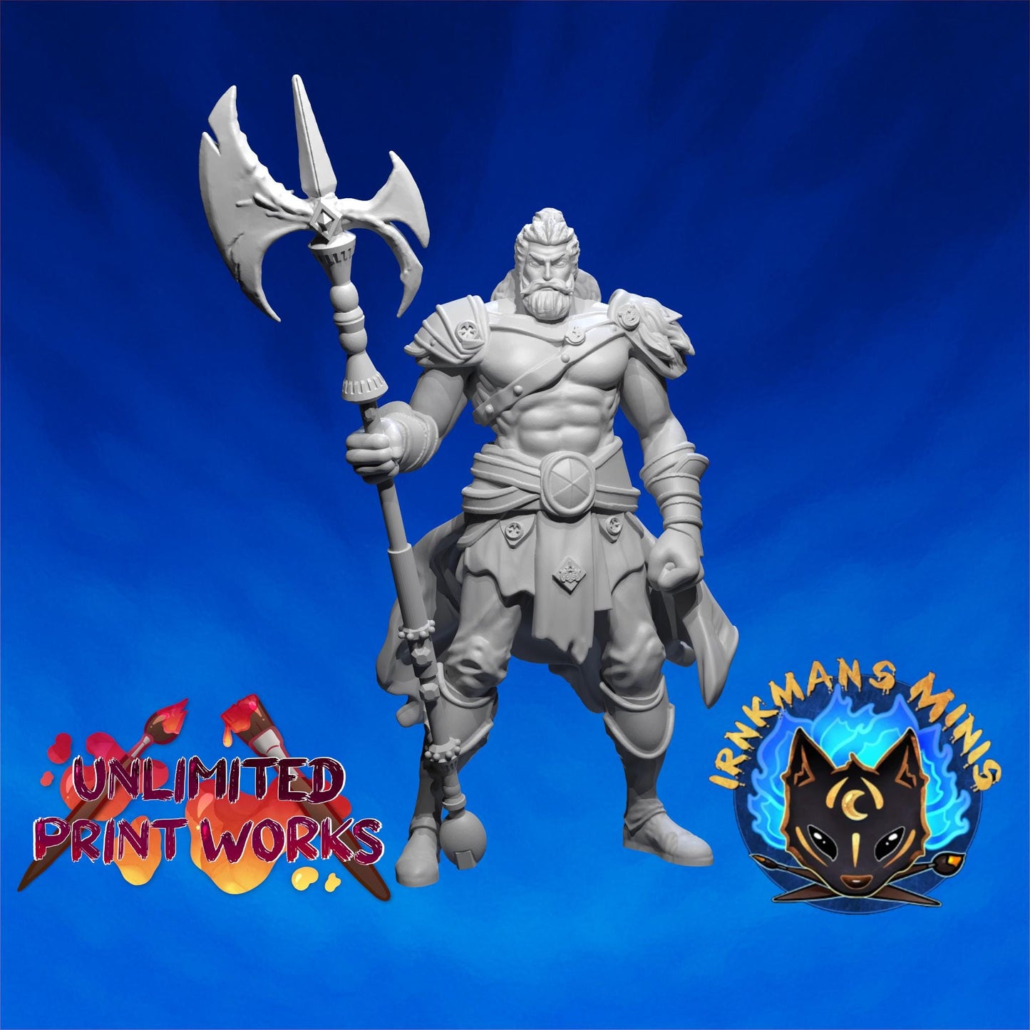 Warrior Miniature - 28mm / 32mm / 36mm - Irnkman's Minis - Resin Printed Figure for D&D, TTRPGs, and Board Games