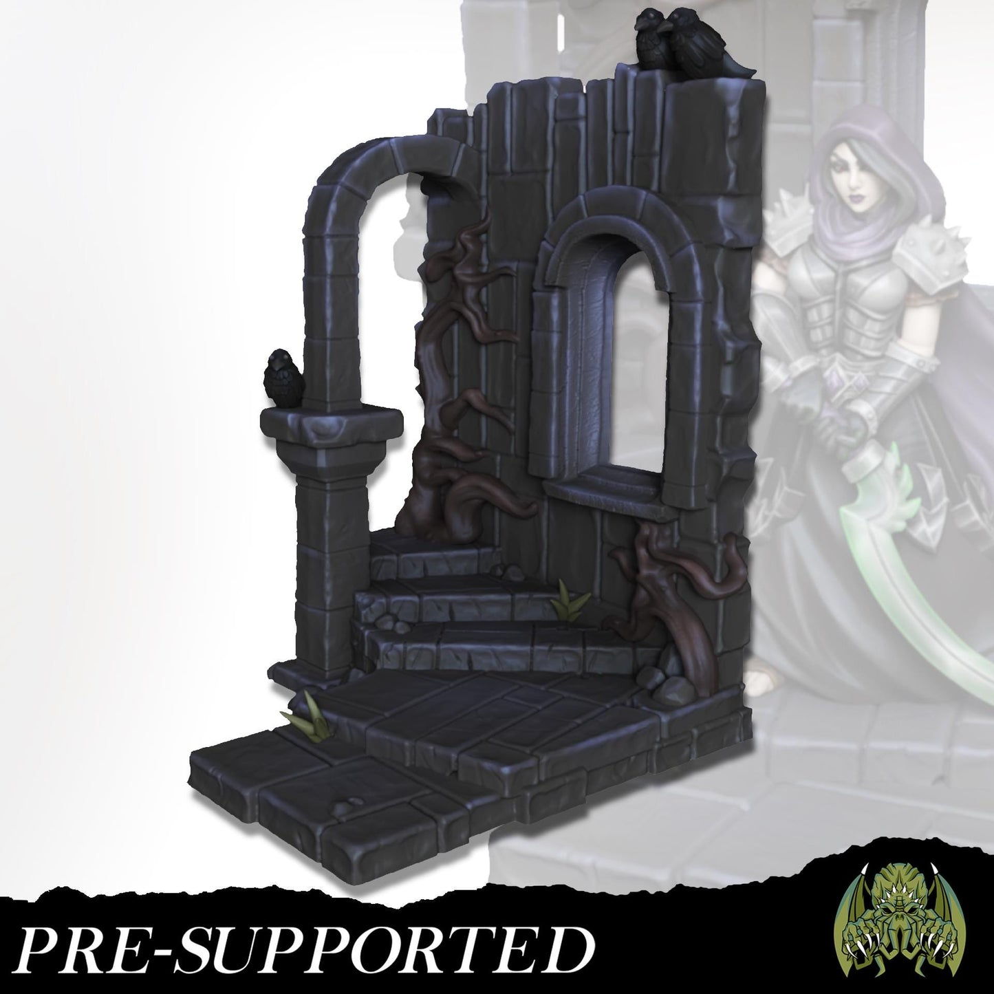 Beatrix the Reaper Miniature - Miniatures of Madness - 28mm / 32mm / 36mm / Bust / Diorama - Unpainted Miniature for TTRPGs and Games