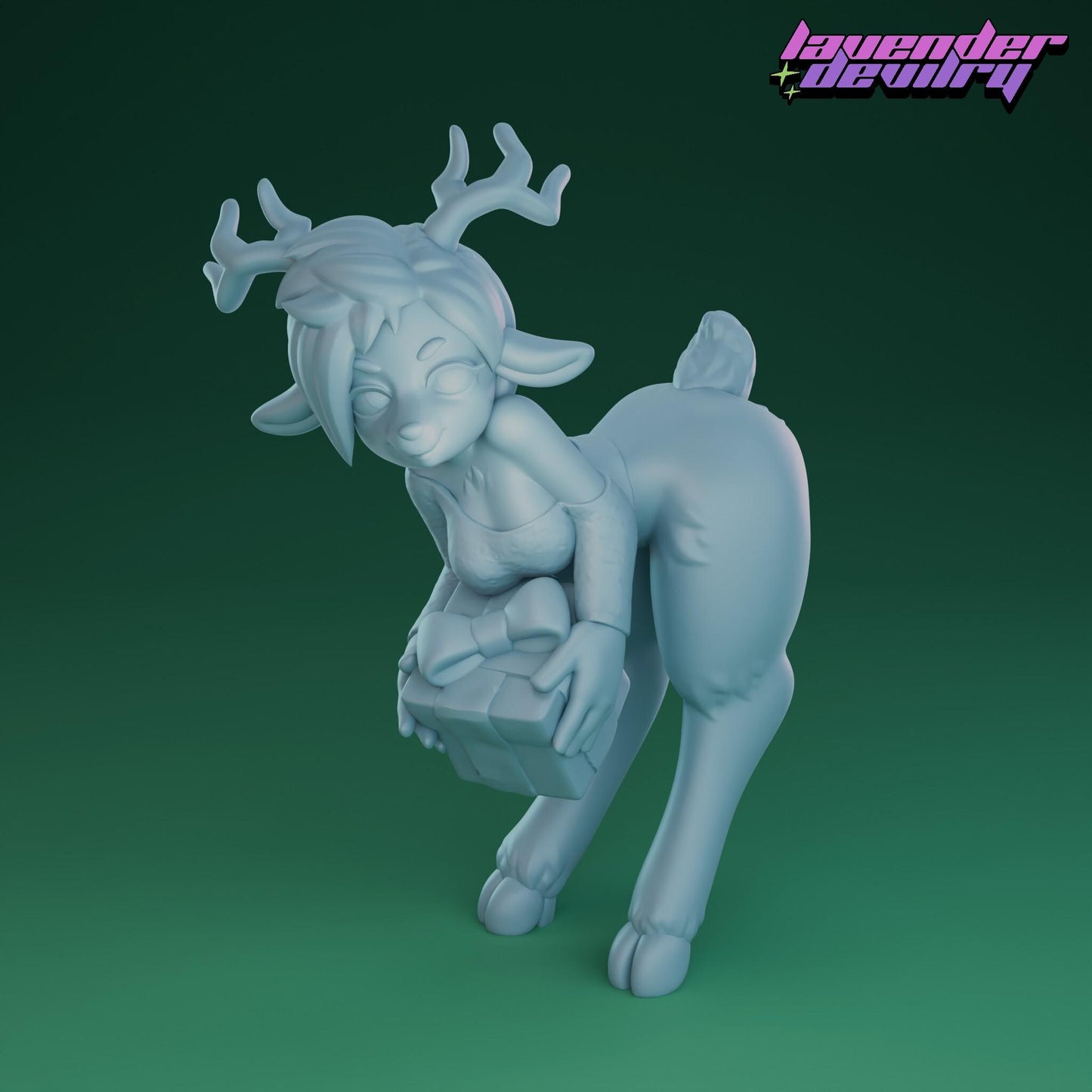Reindeer Blitzen Miniature - 28mm / 32mm / 36mm / 75mm - Lavender Devilry - Unpainted Resin Printed Figure for D&D, TTRPGs and Board Games