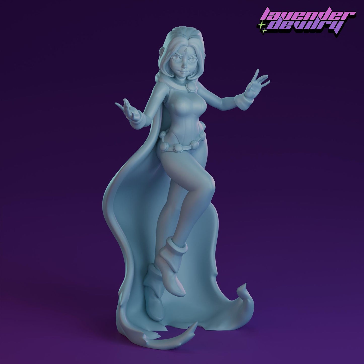 Witch Girl Miniature - 28mm / 32mm / 36mm / 75mm - Lavender Devilry - Unpainted Resin Printed Figure for D&D, TTRPGs and Board Games