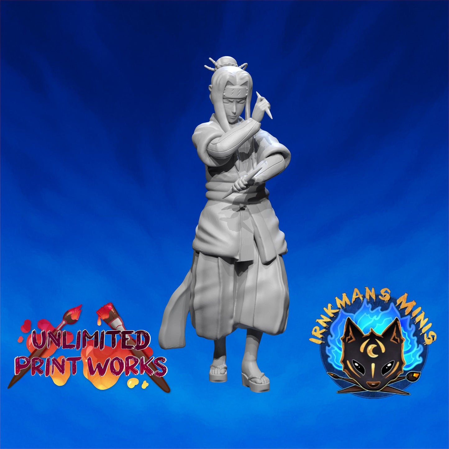 Beautiful Shinobi Miniature - 28mm / 32mm / 36mm / 75mm - Irnkman's Minis - Resin Printed Figure for D&D, TTRPGs, and Board Games