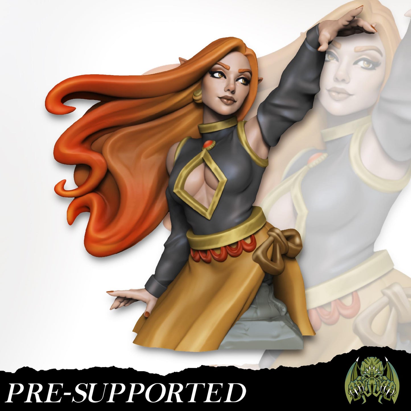 Ashara the Dancing Flame Miniature - Miniatures of Madness - 28mm / 32mm / 36mm / Bust - Unpainted Miniature for TTRPGs and Painting