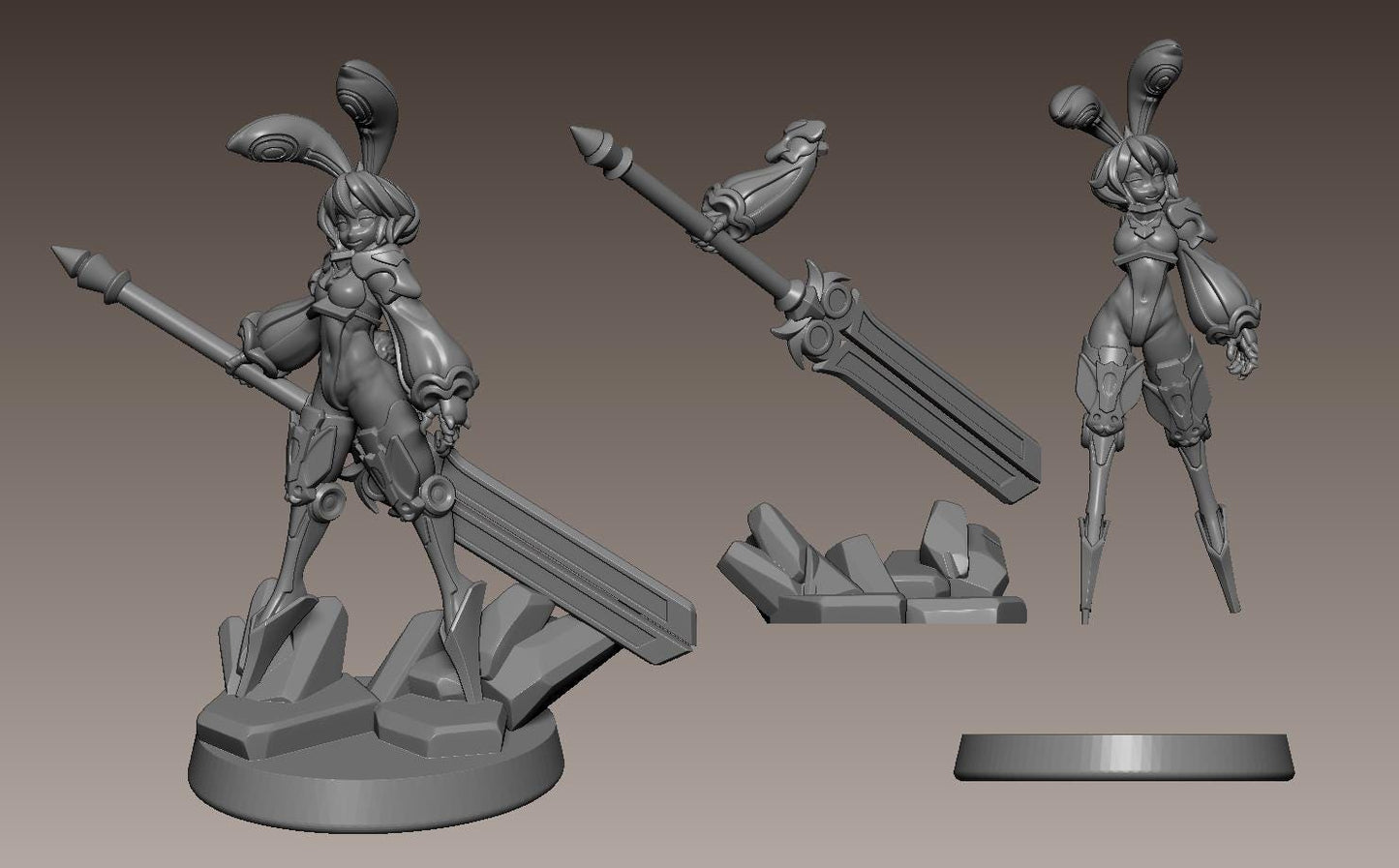 Lunar Hop Knight Miniature - 28mm / 32mm / 36mm / 75mm - LPOMC - Unpainted Resin Printed Figure for D&D, TTRPGs, and Board Games