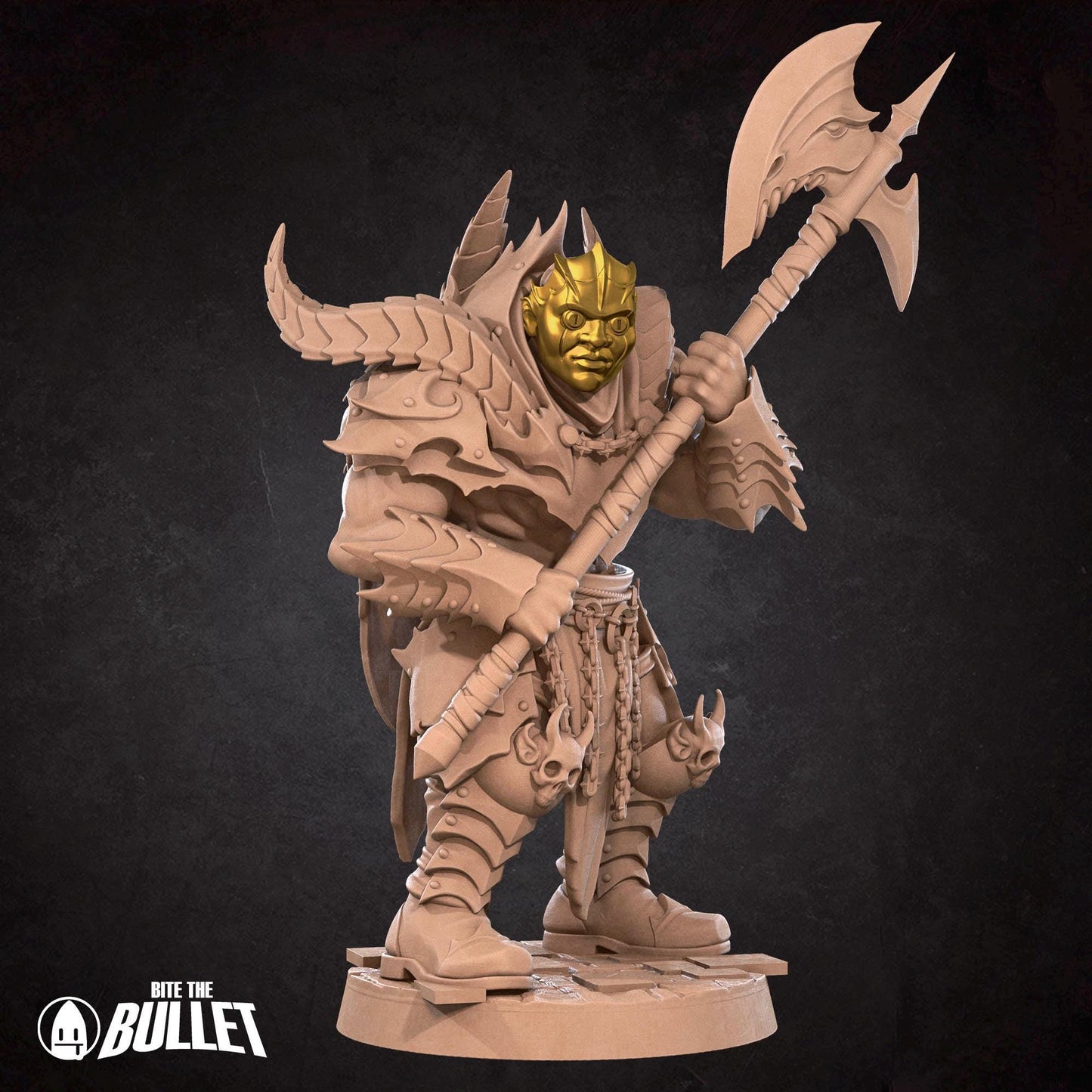 Masked Warrior Miniature (2 Variations) - 28mm / 32mm / 36mm - Bite the Bullet - Resin Printed Figure for D&D, TTRPGs, and Board Games