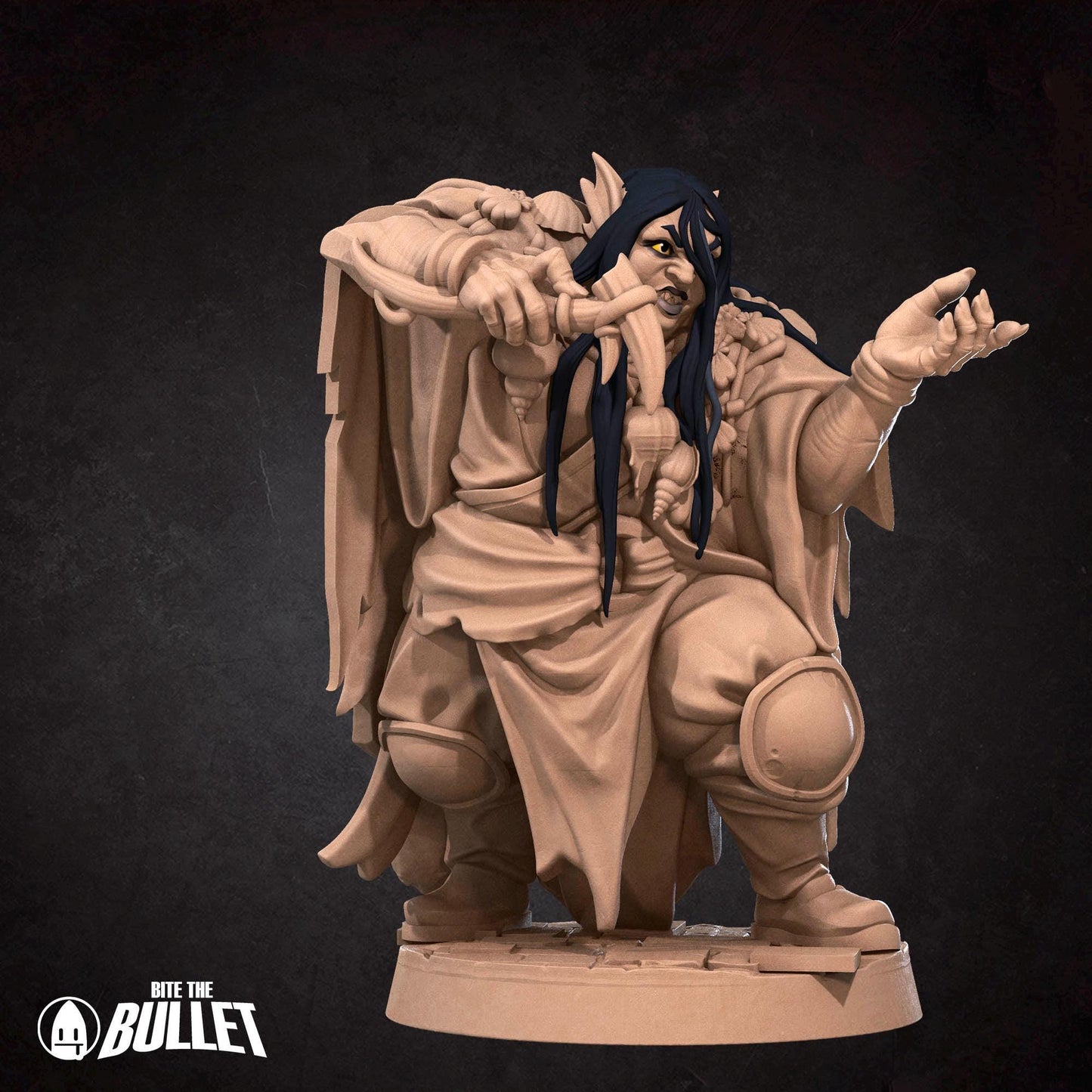 Triton Warlock Miniature - 28mm / 32mm / 36mm - Bite the Bullet - Resin Printed Figure for D&D, TTRPGs, and Board Games