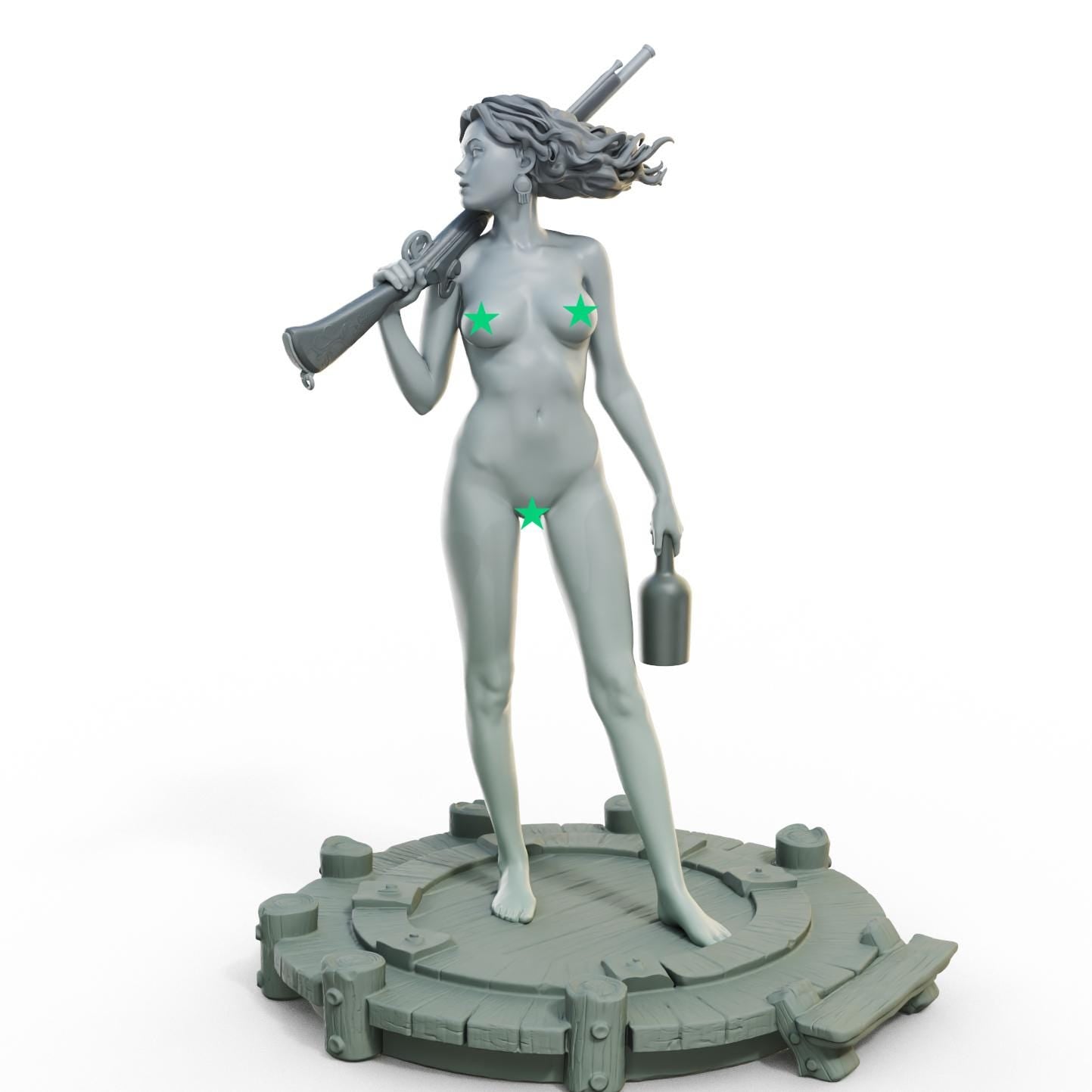 Pirate Nerida Miniature (w/NSFW Variation) - 28mm / 32mm / 36mm / 75mm - Female Miniatures - Resin Printed Miniature for Painting and TTRPGs