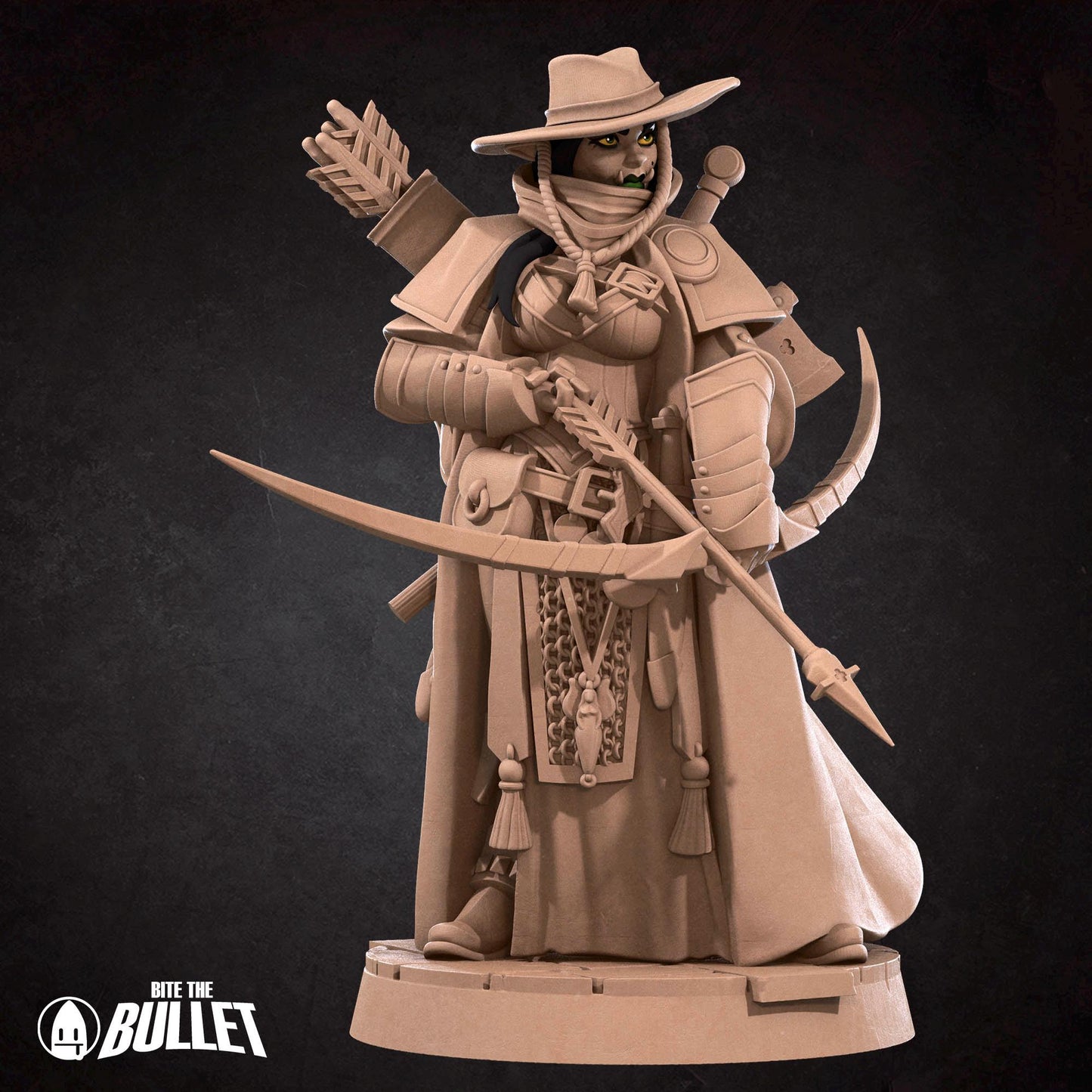 Half-Orc Ranger Vindicator Miniature - 28mm / 32mm / 36mm - Bite the Bullet - Resin Printed Figure for D&D, TTRPGs, and Board Games