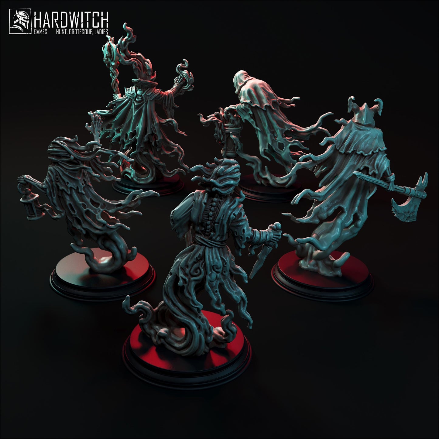 Ghost Miniature Set - 28mm / 32mm / 36mm - HardWitch Games - Resin Printed Figure for D&D, TTRPGs, and Board Games
