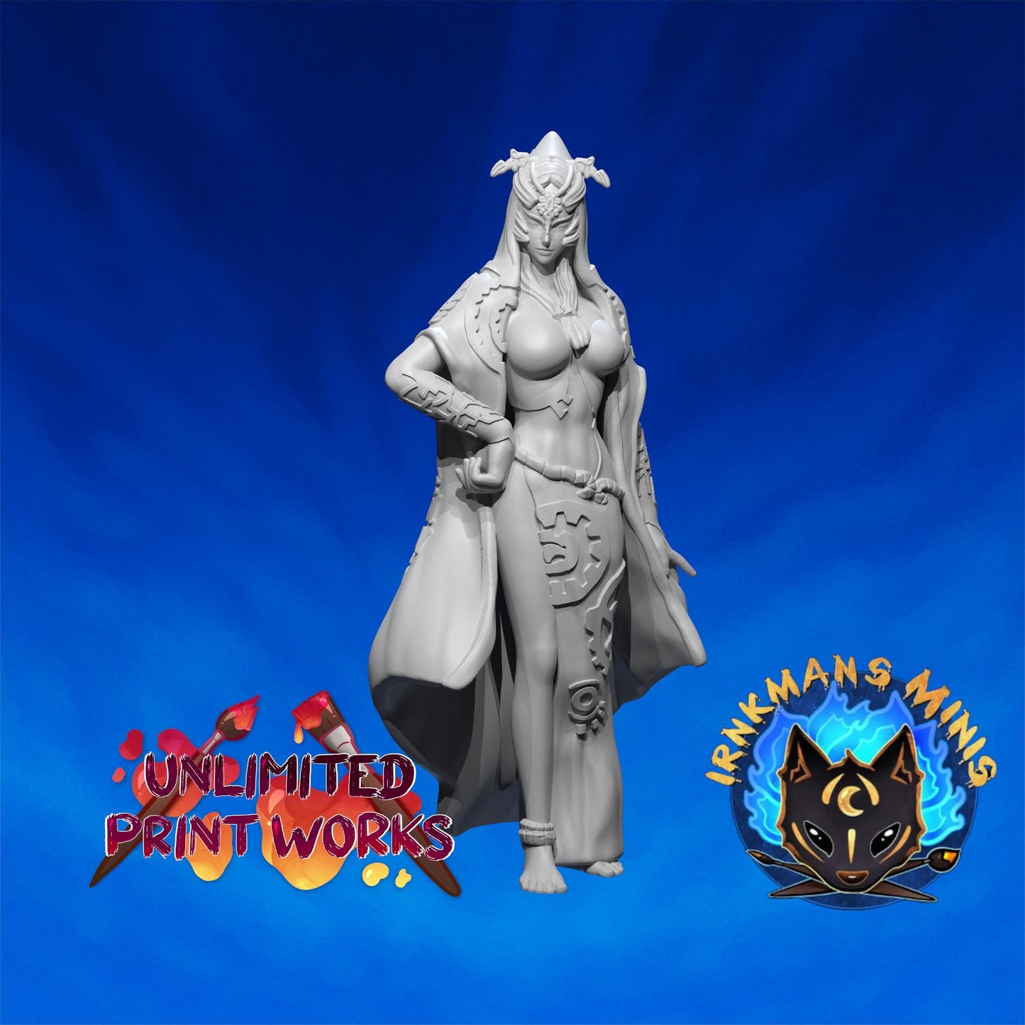 Twilight Dutchess Miniature - 28mm / 32mm / 36mm / 75mm - Irnkman's Minis - Unpainted Resin Printed Figure for D&D, TTRPGs, and Board Games