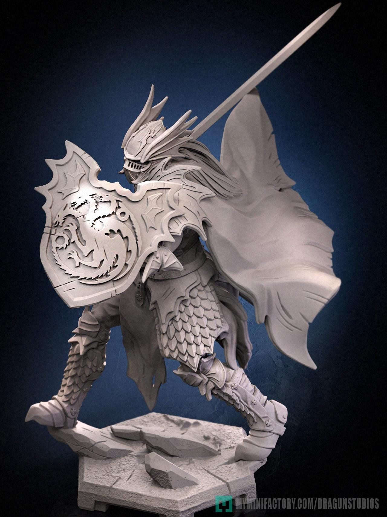 Last Dragon Miniature - 52mm / 97mm - DraGun - Resin Printed Figure for TTRPGs and Board Games