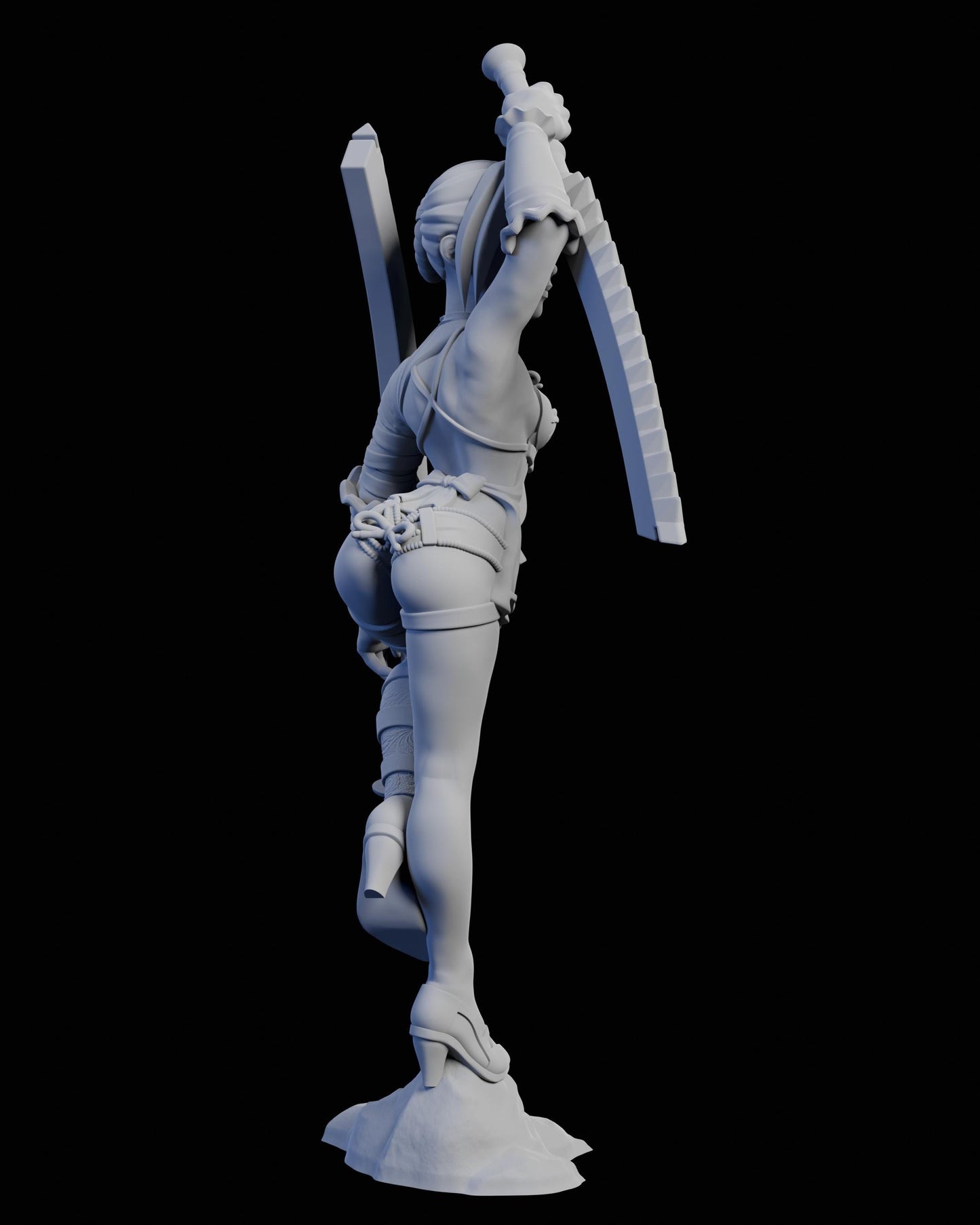 Twin Blades Miniature - 28mm / 32mm / 36mm / 75mm - Ethan Savage Studios - Unpainted Resin Printed Figure for D&D, TTRPGs, and Board Games