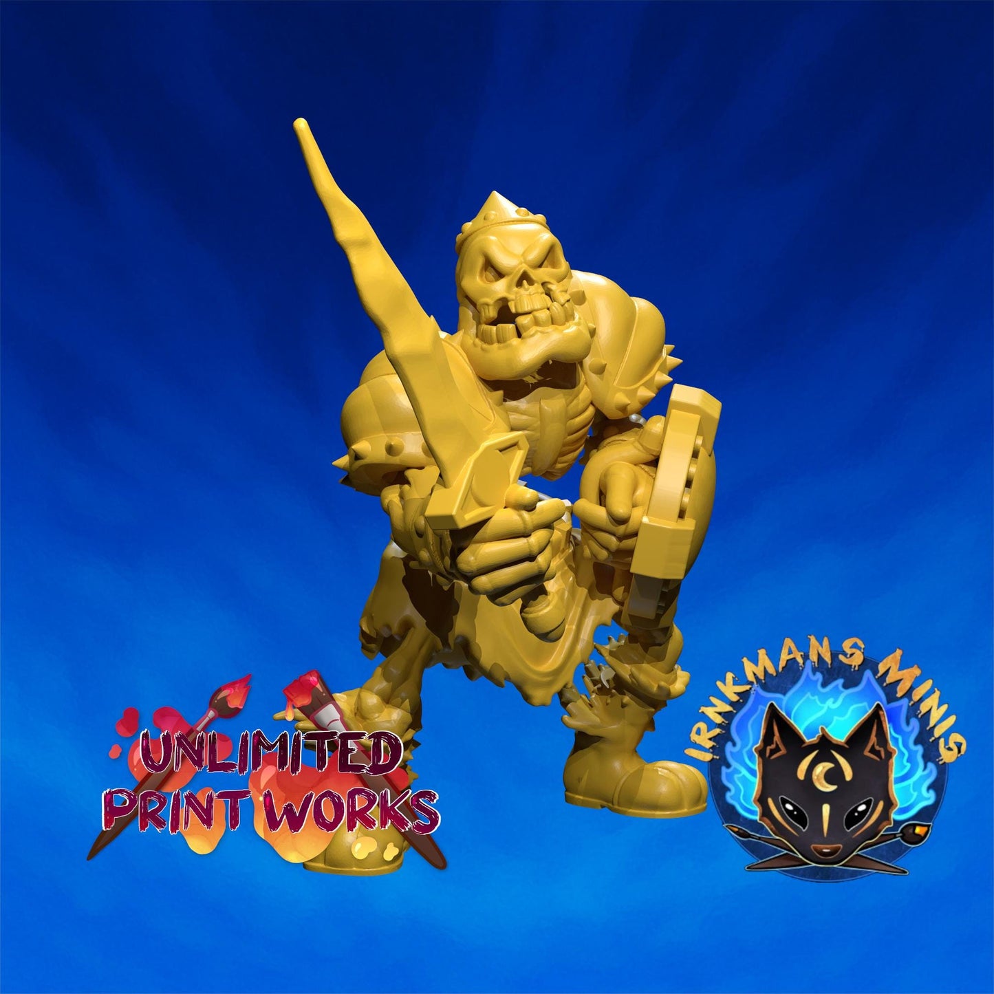 Skeletonne Miniature - 28mm / 32mm / 36mm / 75mm - Irnkman's Minis - Unpainted Resin Printed Figure for D&D, TTRPGs, and Board Games