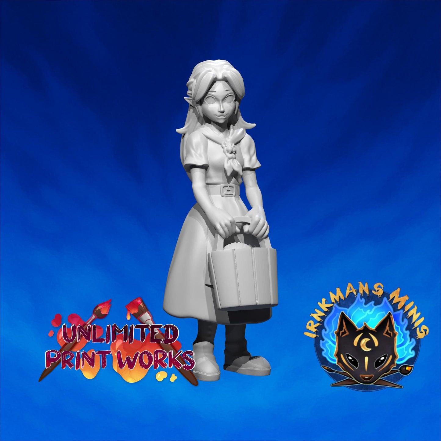 Ranch Girl Miniature - 28mm / 32mm / 36mm / 75mm - Irnkman's Minis - Unpainted Resin Printed Figure for D&D, TTRPGs, and Board Games